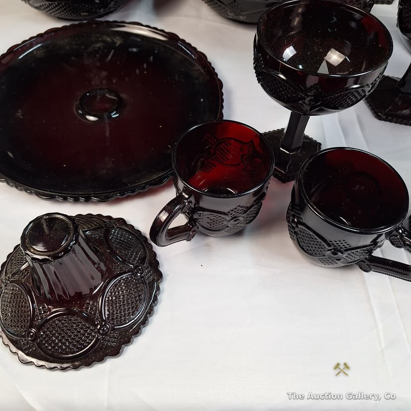 Avon 1876 Cape Cod Ruby Red Glass Collection, 18 Pieces β photo 4