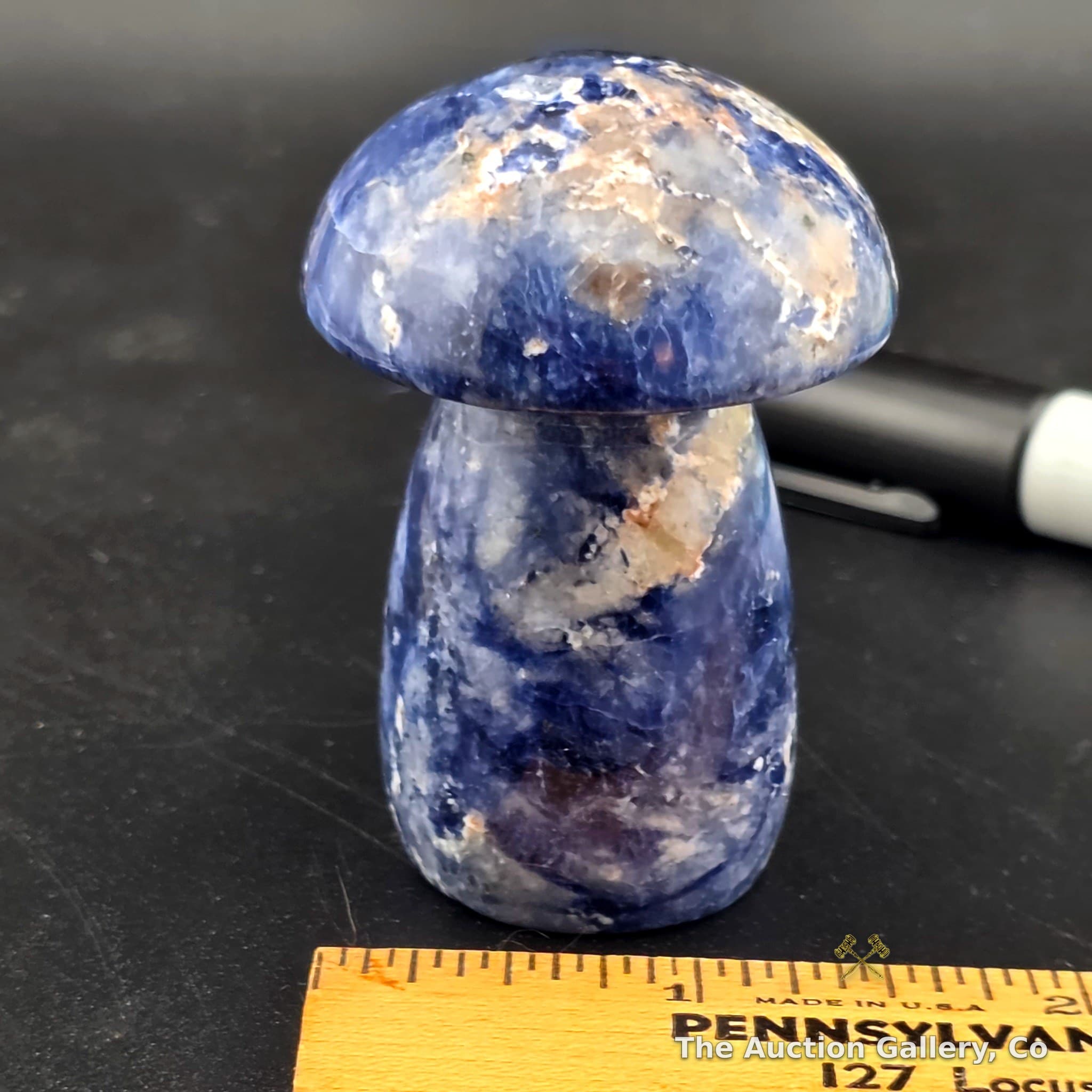 Sodalite Carved Stone Mushroom Figurine, 2.25"