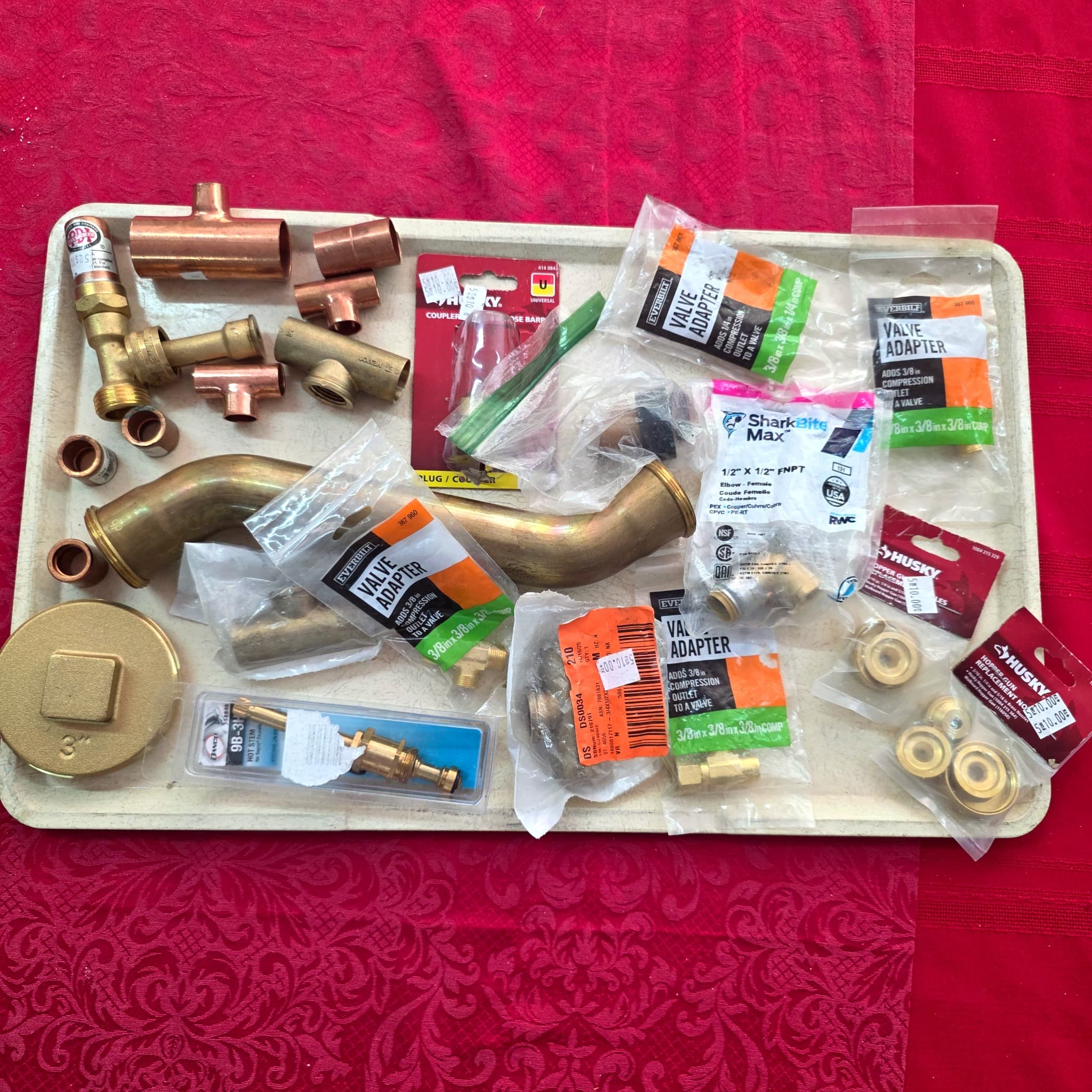 Brass Plumbing Hardware Lot, Fittings & Adapters