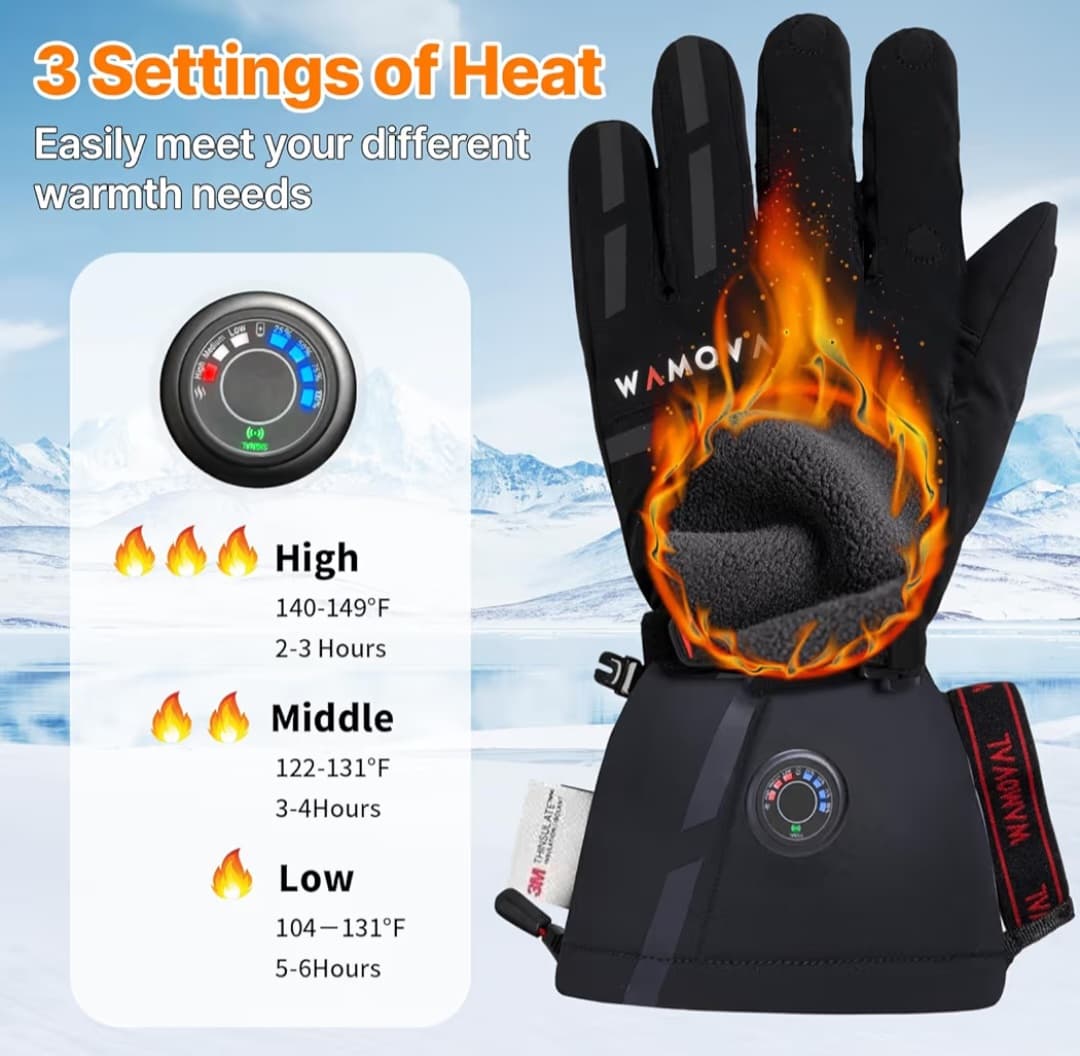 Heated Gloves - 8 Hours - Touch Screen - Temp Display