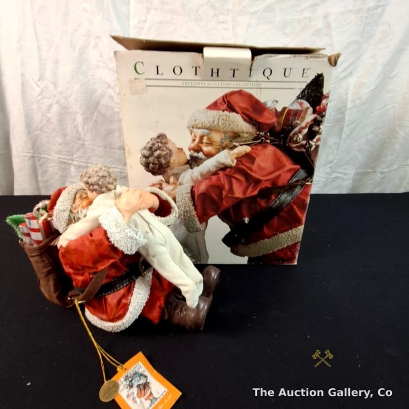Clothtique Santa & Child Sculpture, Saturday Evening Post, with Box