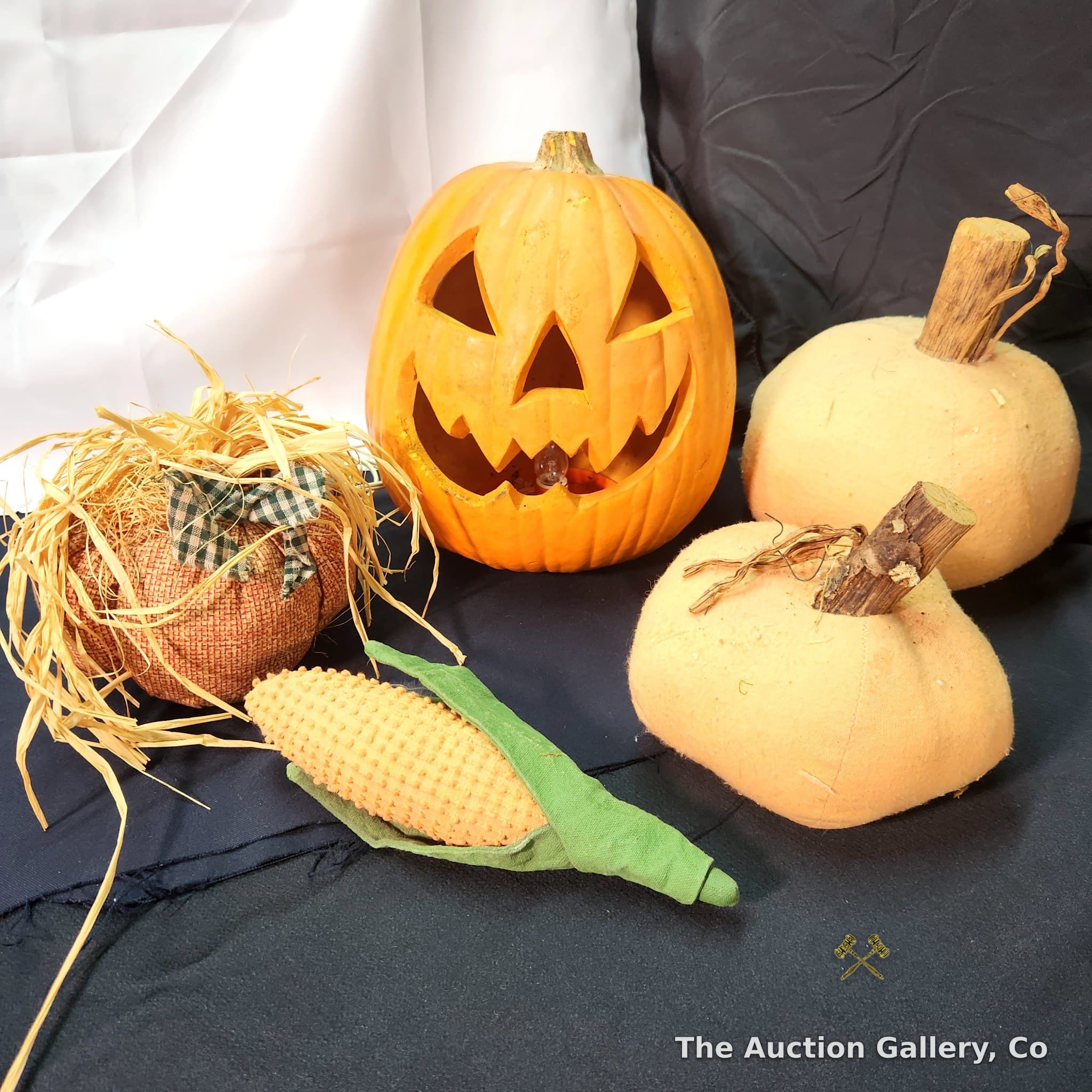 Halloween Fall Harvest Decor Lot, Light-Up Jack-O-Lantern and More