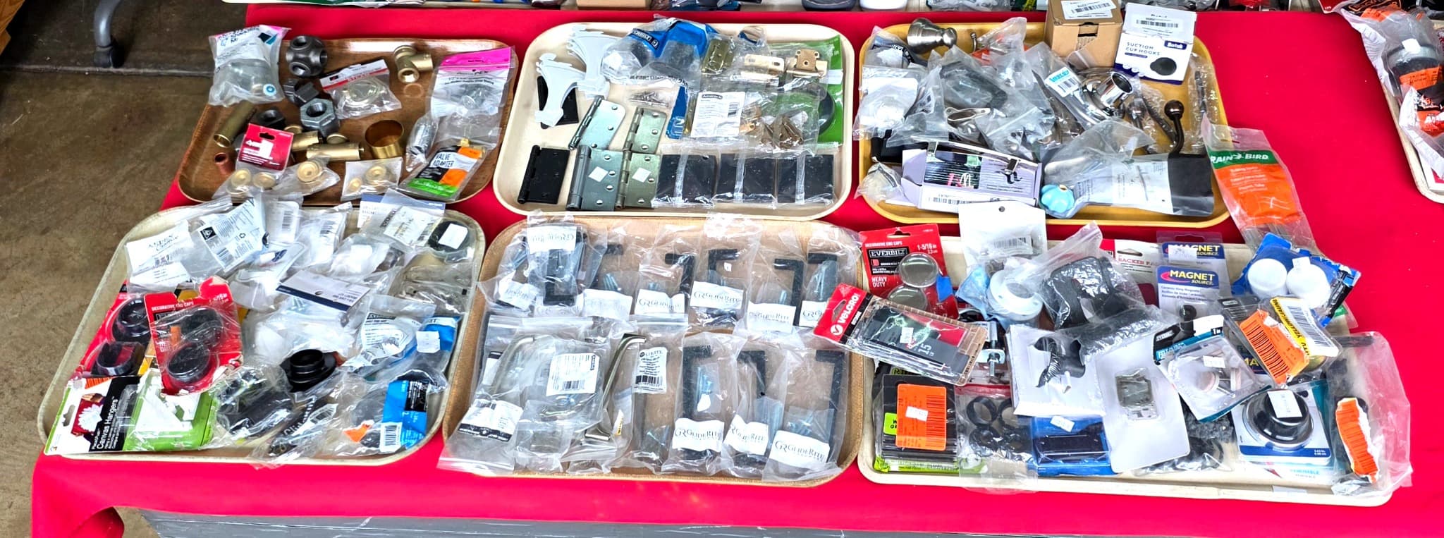 Large Mixed Hardware Lot β 6 Trays of New Hardware