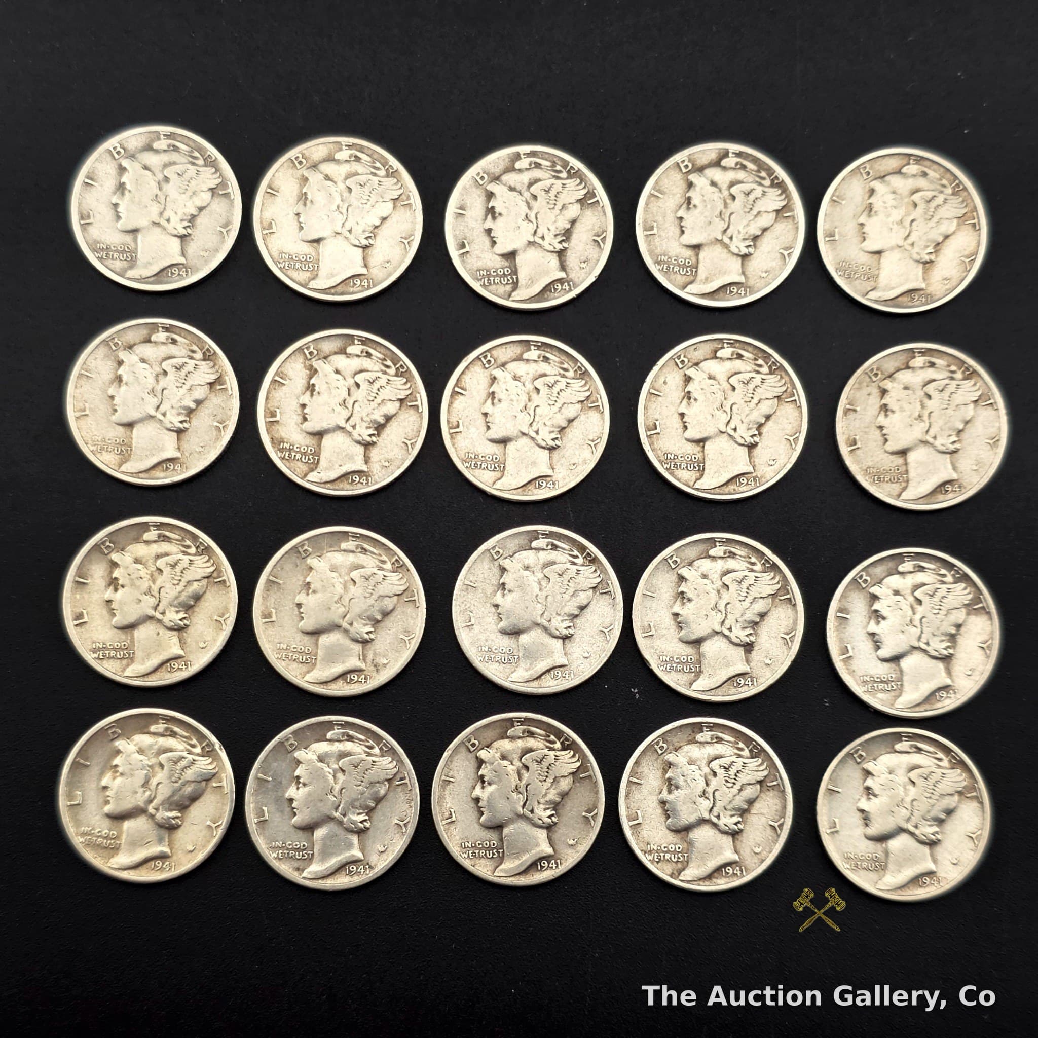 1941 Mercury Dime 90% Silver, Lot of 20