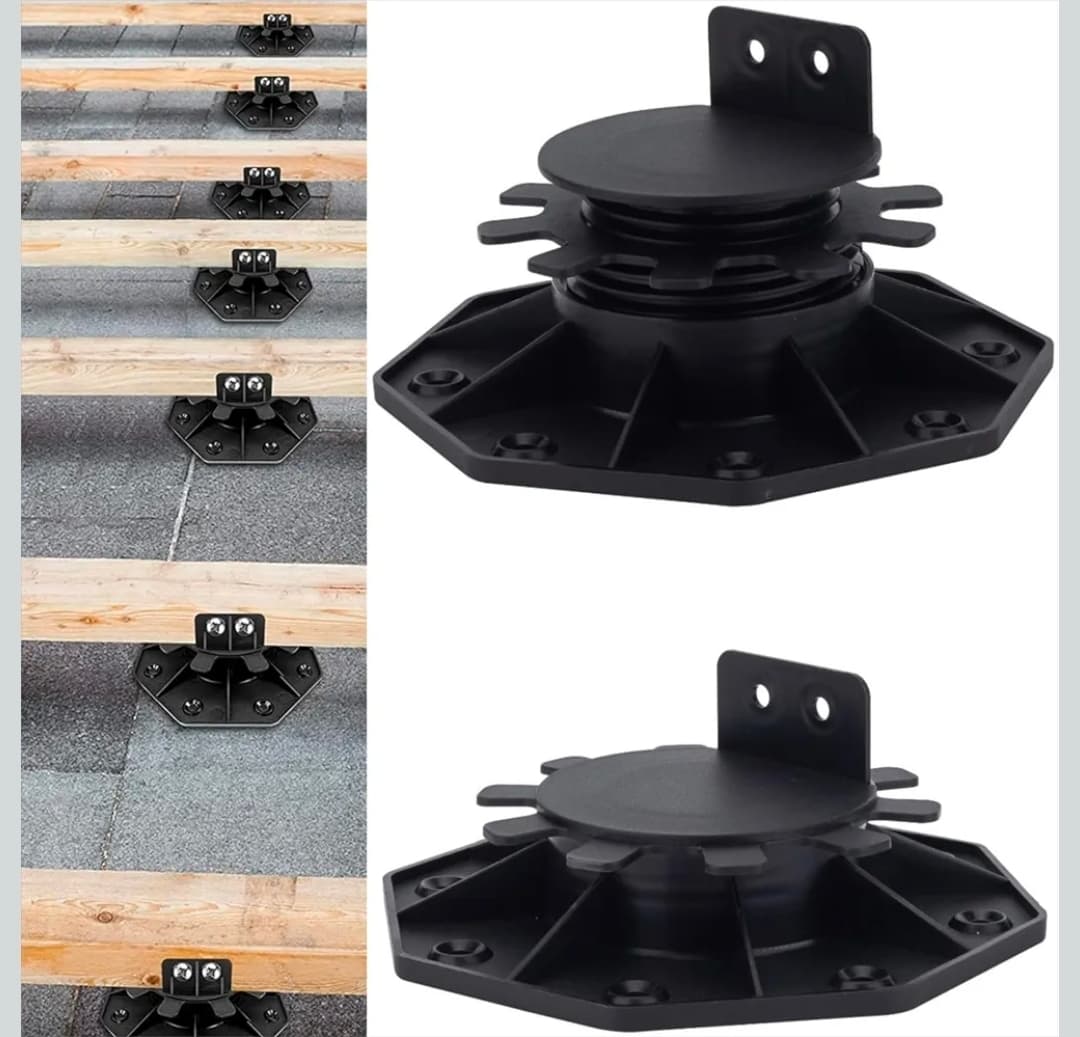 7 pack - Adjustable Deck Support Pedestal - Base Support for Floating Deck Platform, Adjusts 1-3/16" to 2-3/8", Black