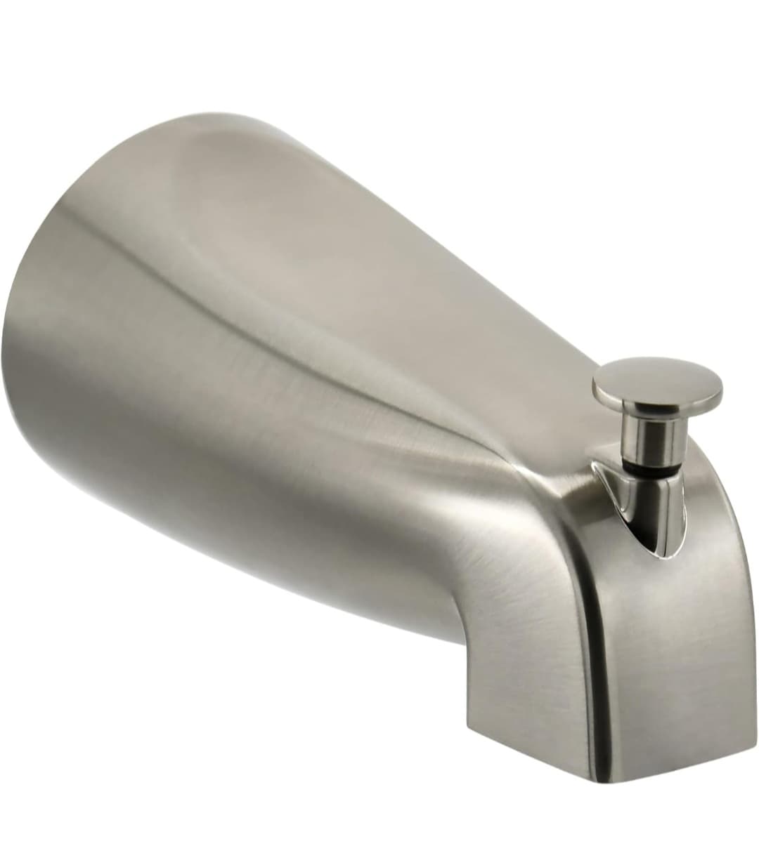Slip Fit Tub Spout with Pull-Up Diverter for 1/2 inch Copper Tube, Brushed Nickel