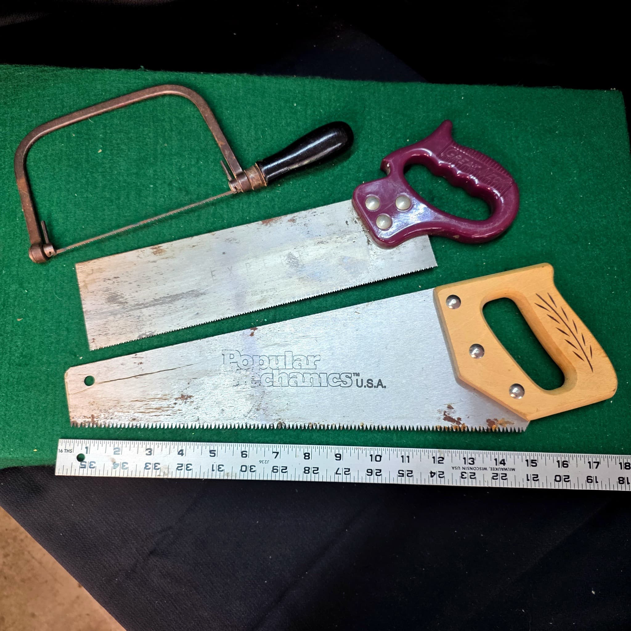 Lot of 3 Hand Saws β Popular Mechanics, Expert & Vintage Coping Saw