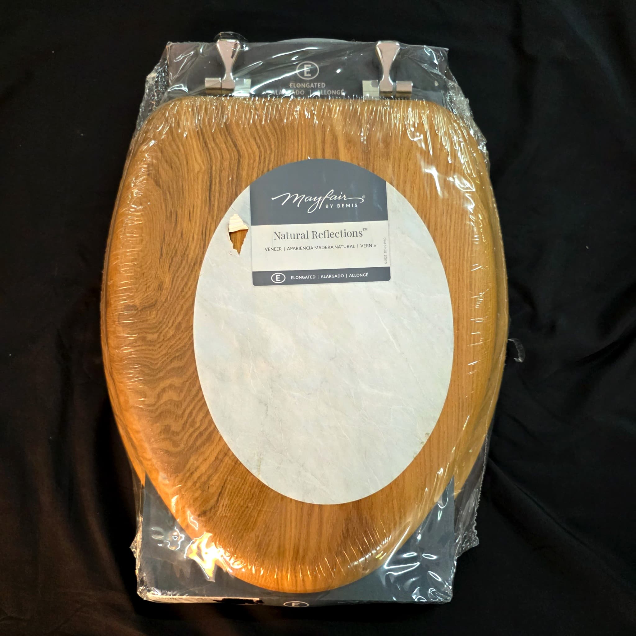 Mayfair by Bemis Natural Reflections Elongated Toilet Seat, Oak Veneer