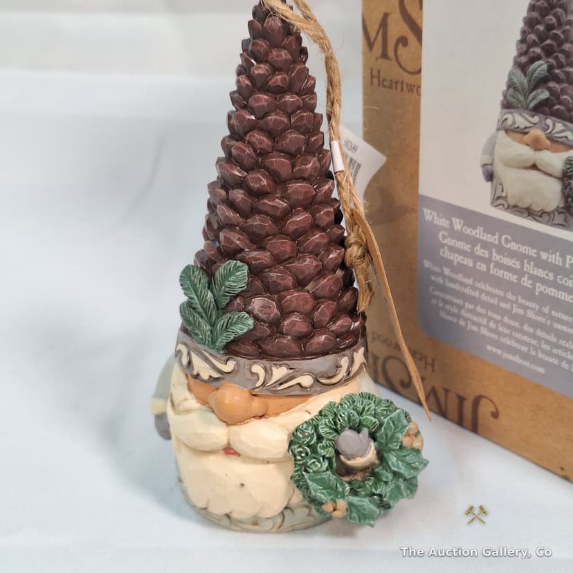 Jim Shore White Woodland Gnome Pinecone Hat Ornament, New in Box โ photo 3