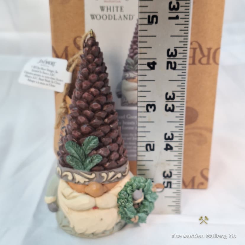 Jim Shore White Woodland Gnome Pinecone Hat Ornament, New in Box โ photo 4