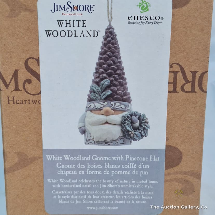 Jim Shore White Woodland Gnome Pinecone Hat Ornament, New in Box โ photo 2