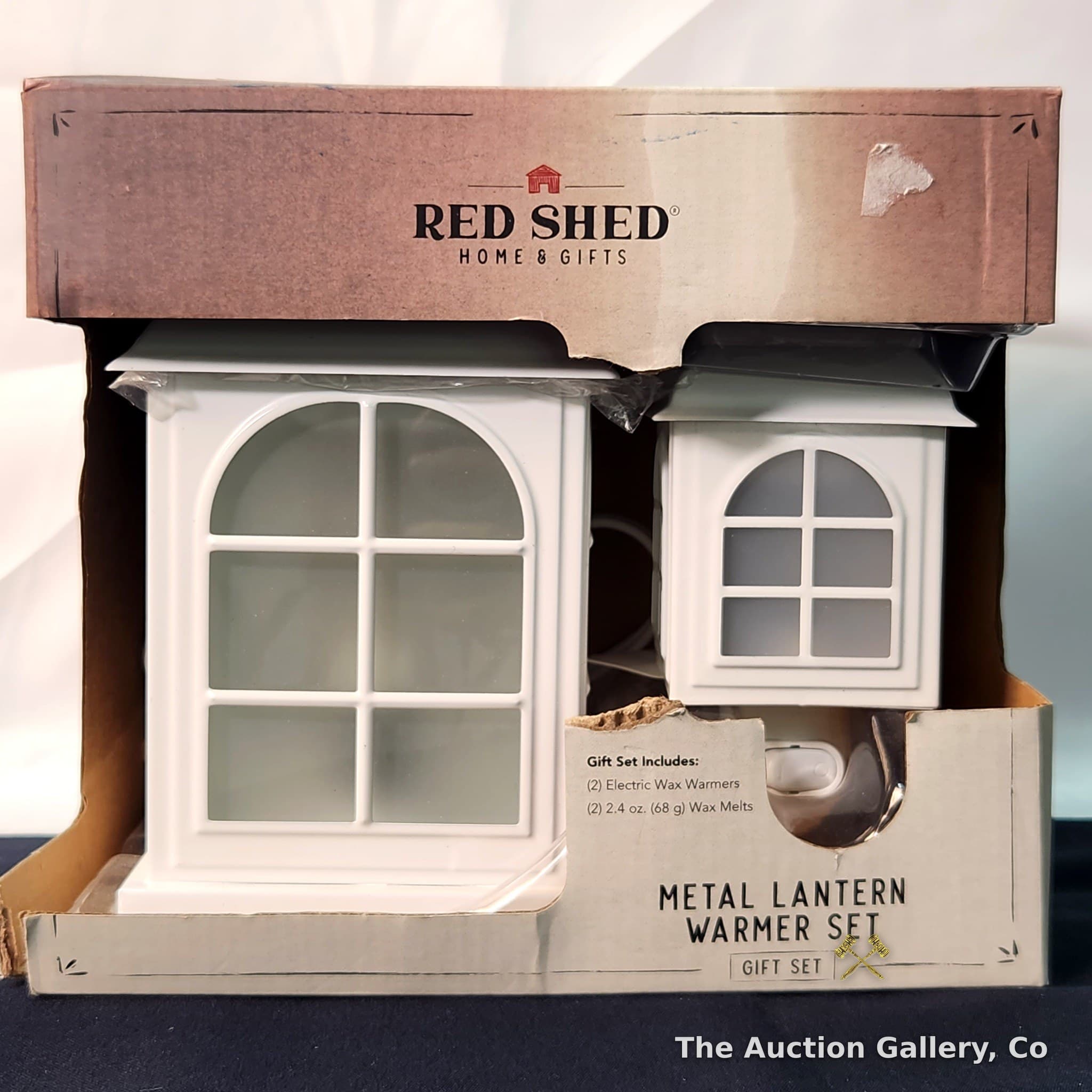 Red Shed Metal Lantern Electric Wax Warmer Gift Set