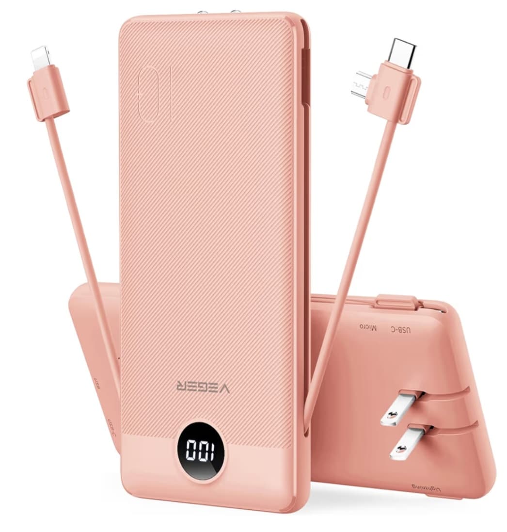 Veger Portable Charger - Charge 4 devices at once - Dark Pink