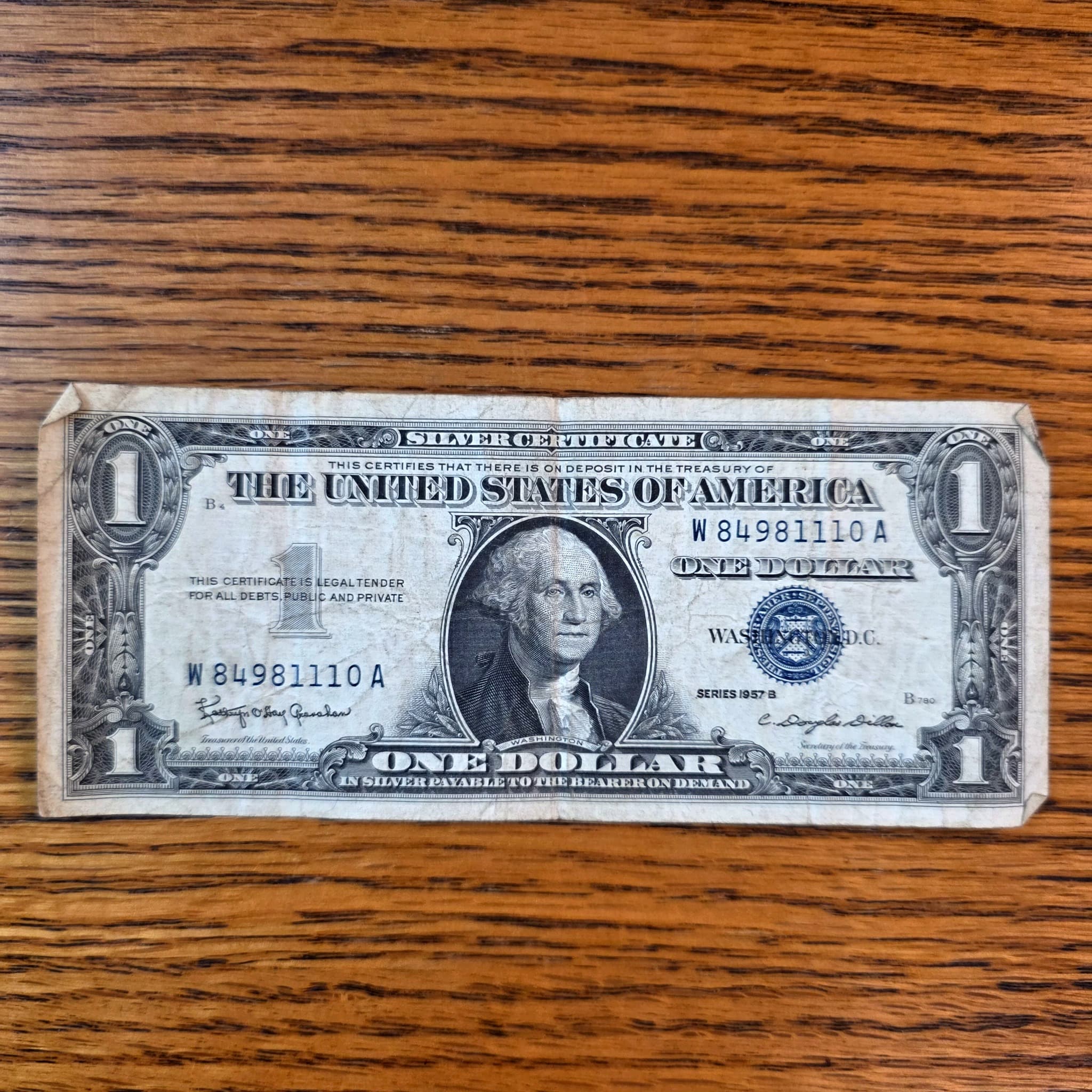 1957-B $1 Silver Certificate, Blue Seal