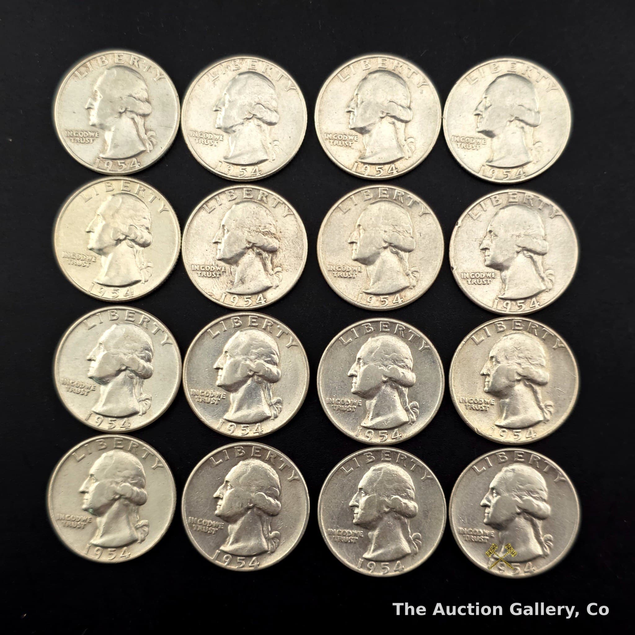 1954 Washington Silver Quarters, Philadelphia, Lot of 16