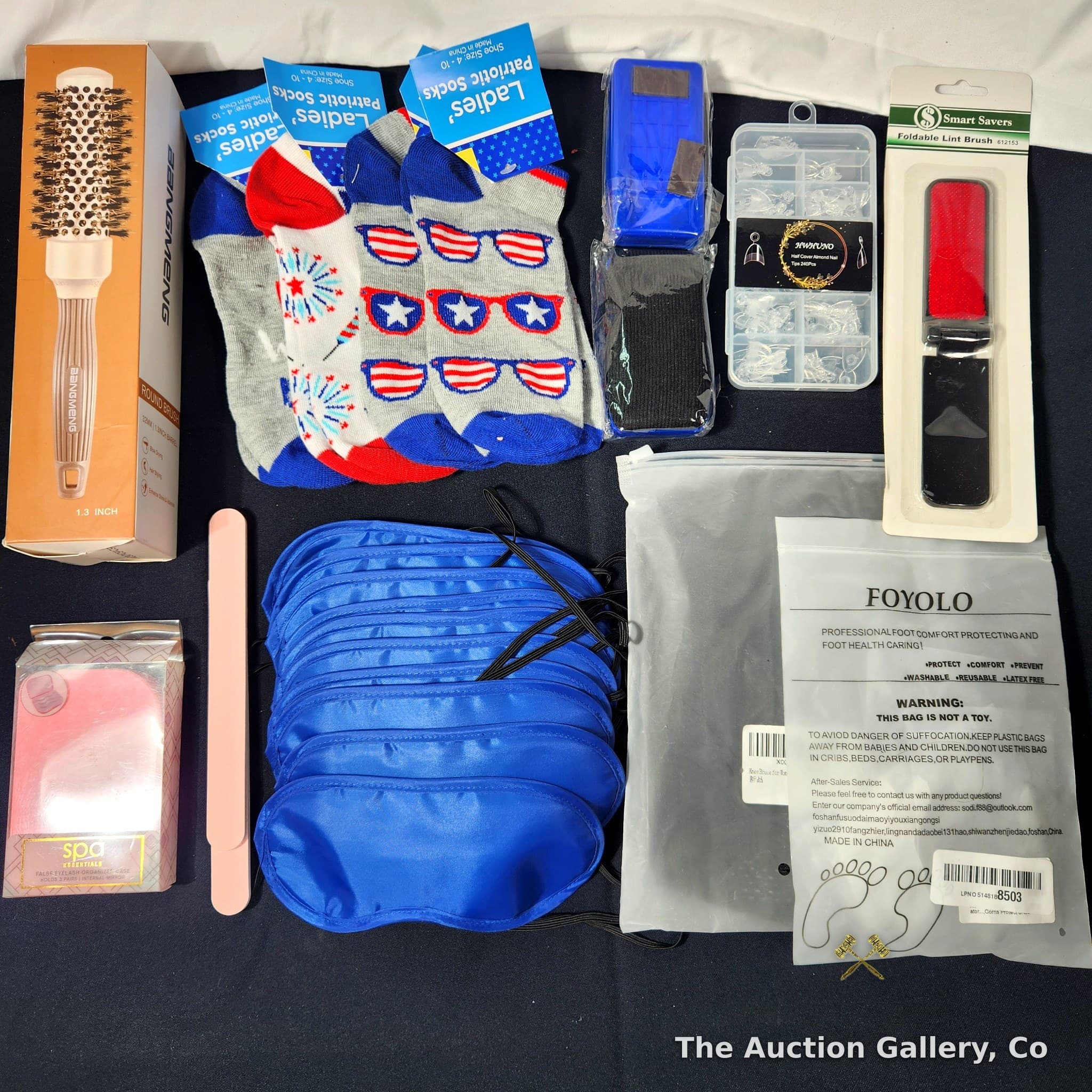 Mixed Beauty & Personal Care Lot — Brushes, Socks, Nail Tips, Sleep Masks & More