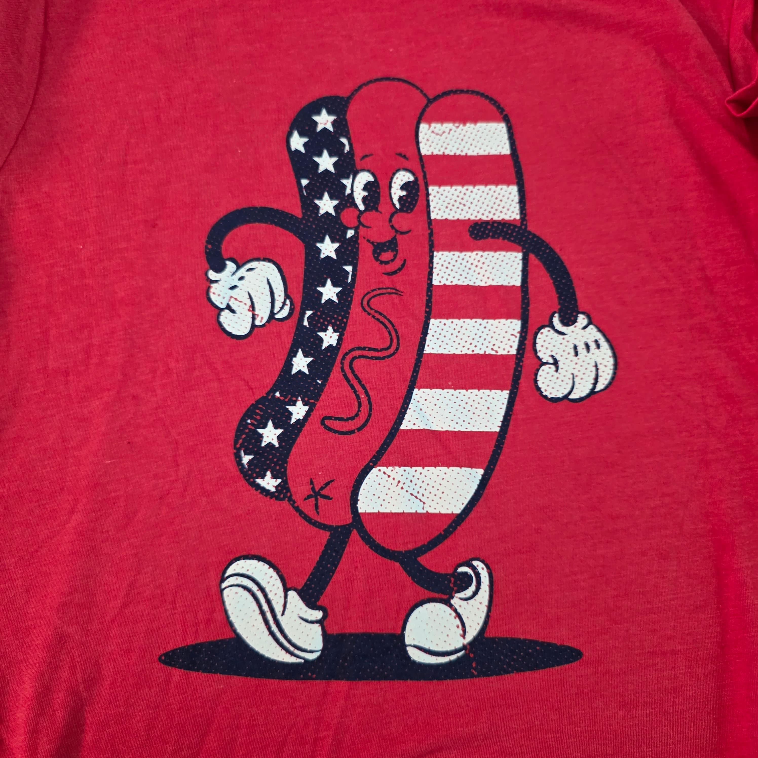 Crazy Dog Ladies Patriotic Hot Dog Graphic Tee, Size Large