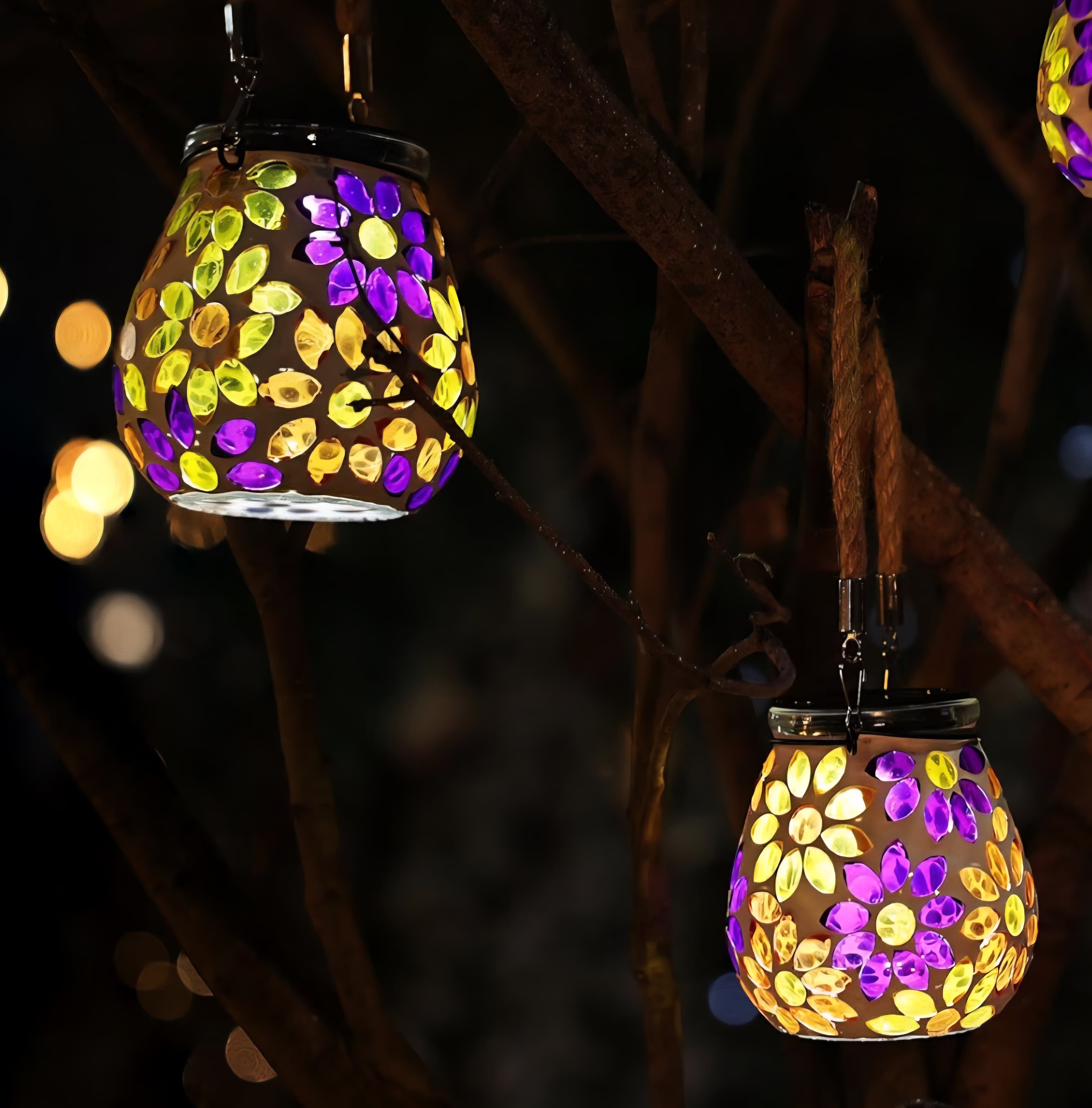 2 Pack Mosaic Solar Lantern - Outdoor Waterproof IP68