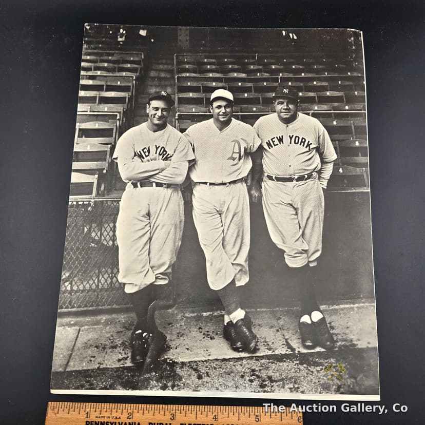 Lou Gehrig, Jimmie Foxx & Babe Ruth Vintage Baseball Print, c. 1930
