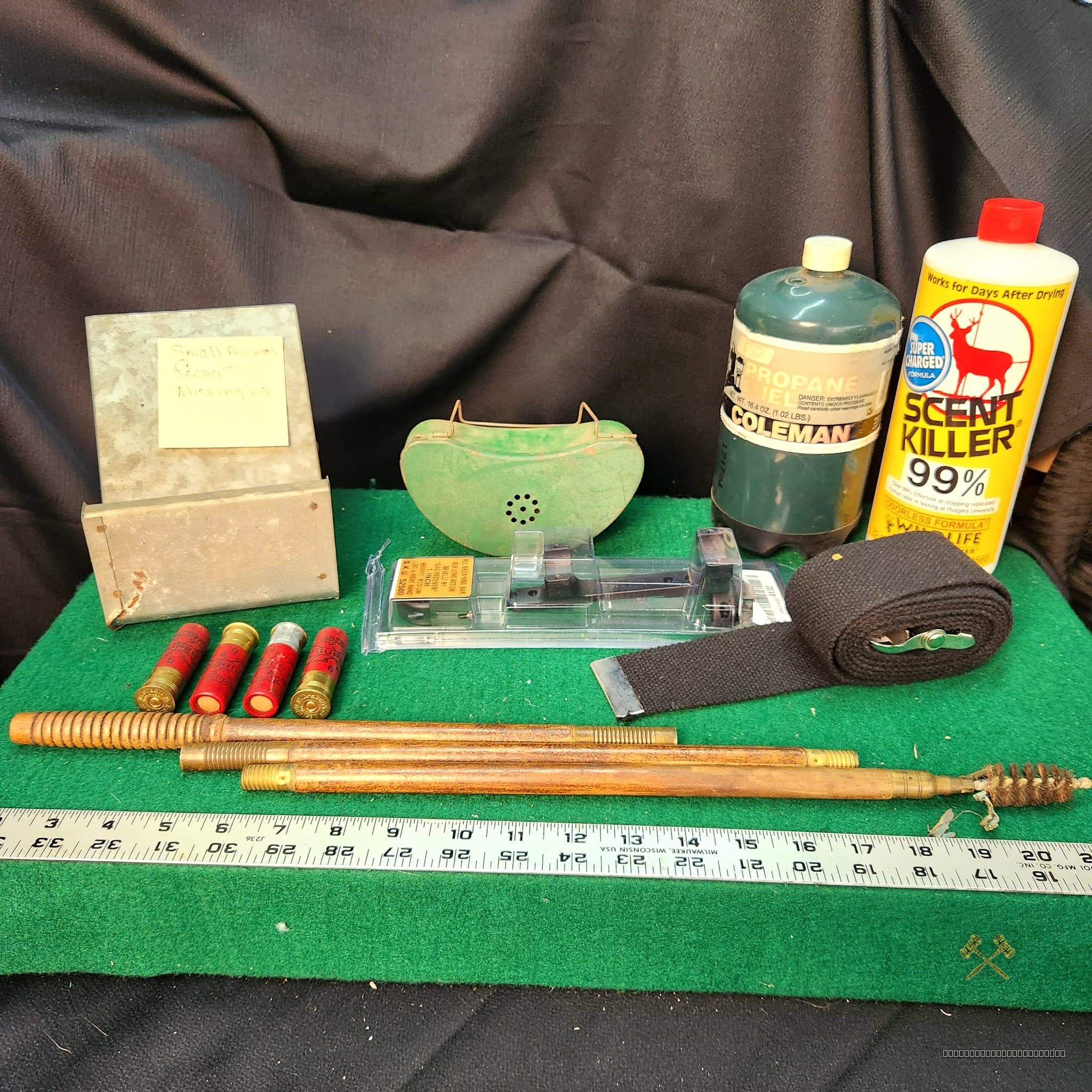 Hunting & Shooting Accessories Mixed Lot โ Scent Killer, Shells, Cleaning Rods & More