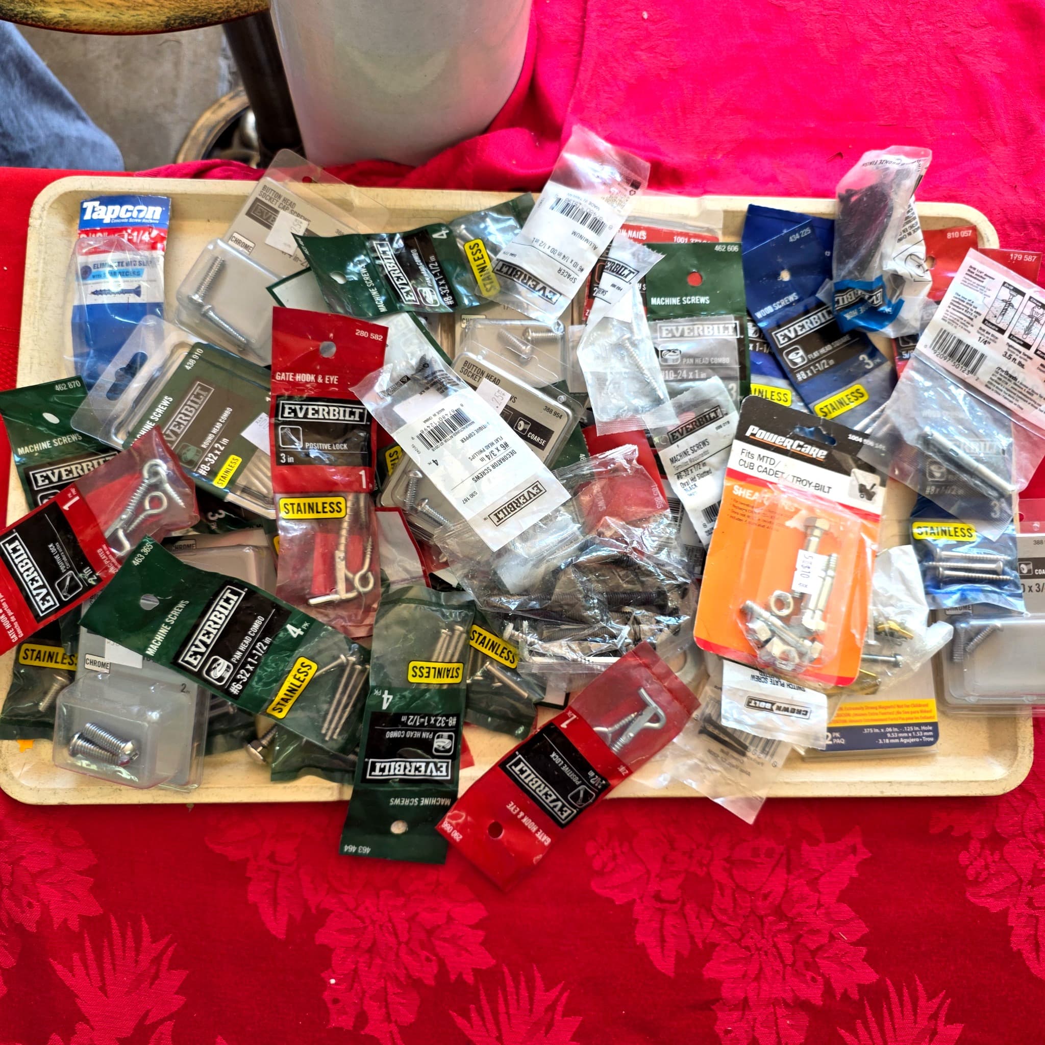 Tray Lot of Hardware β Screws, Hinges, Fasteners