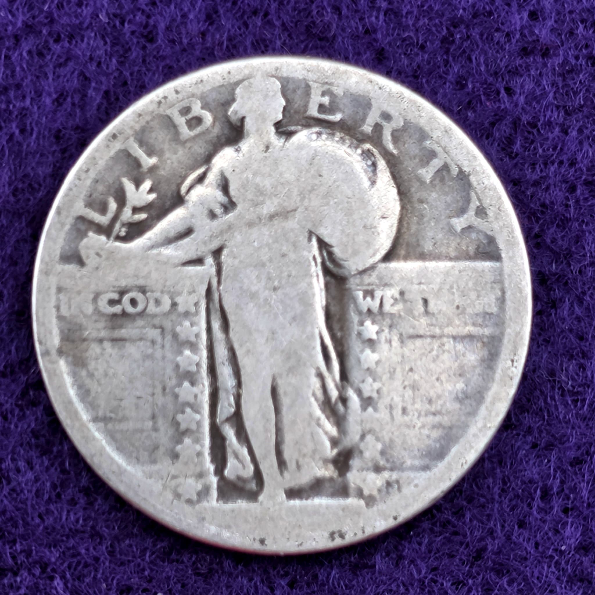 Standing Liberty Silver Quarter, Date Not Visible