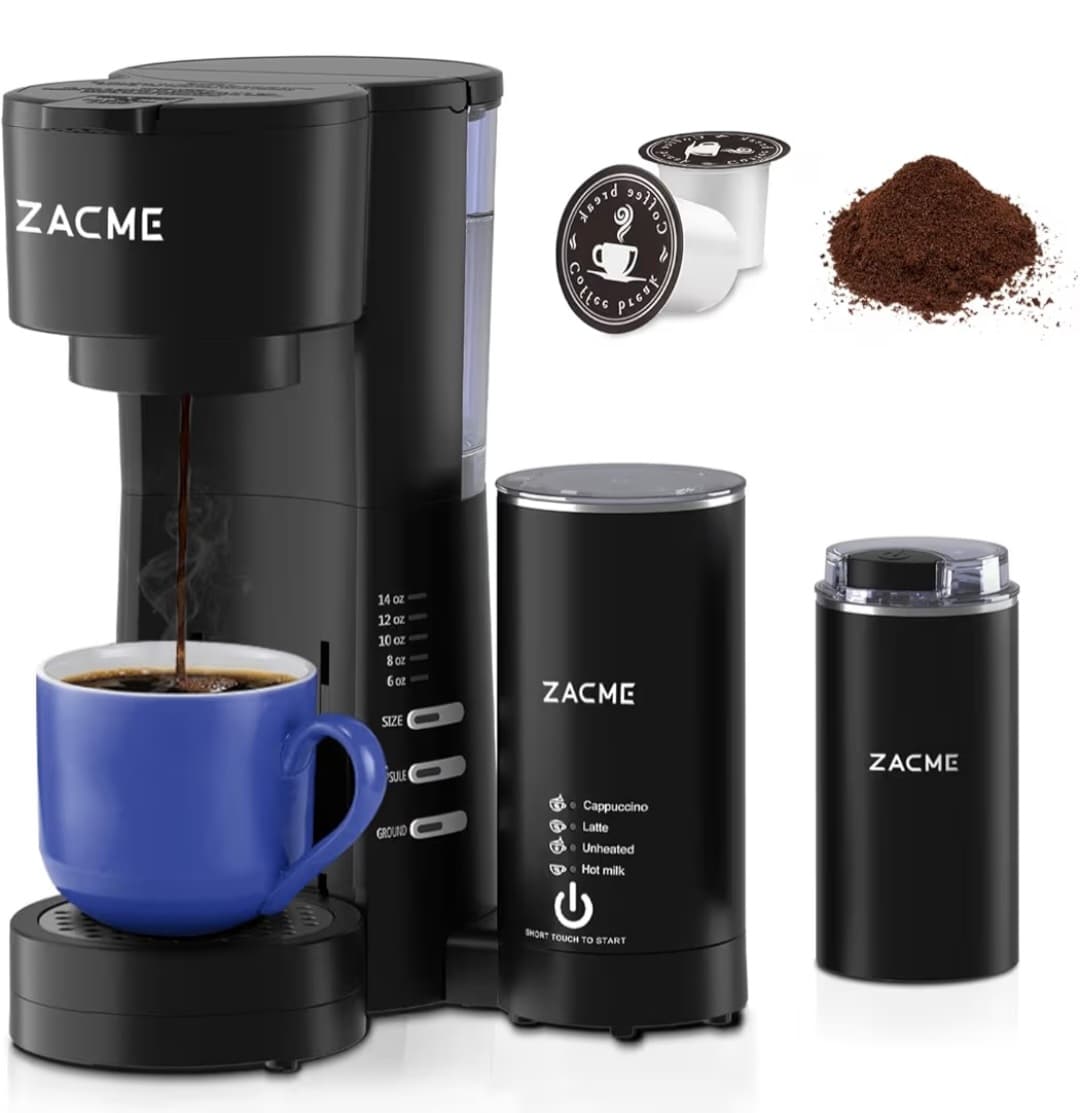 Zacme 4-in-1 Coffee Maker - Coffe Maker - Milk Frother - Coffee Grinder - Cappuccino/Latte