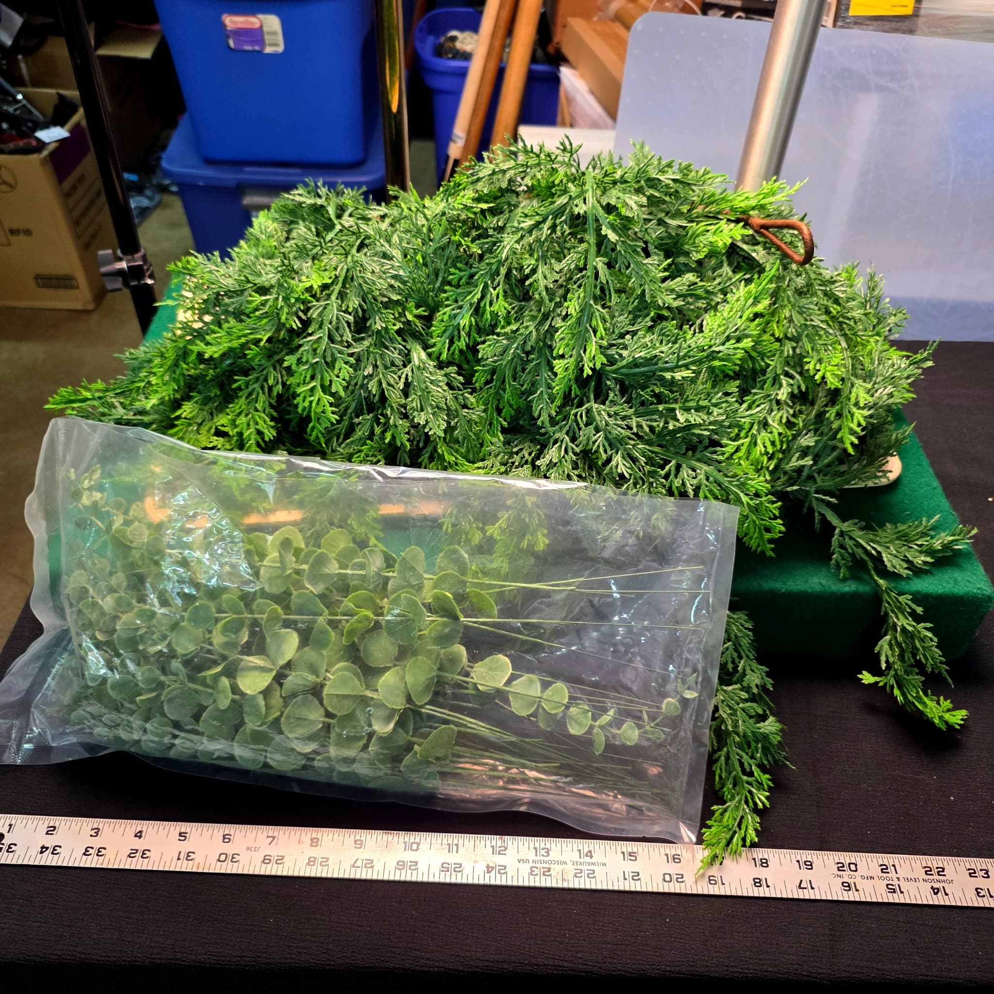 Evergreen Garland & Eucalyptus Stems, Floral Craft Lot