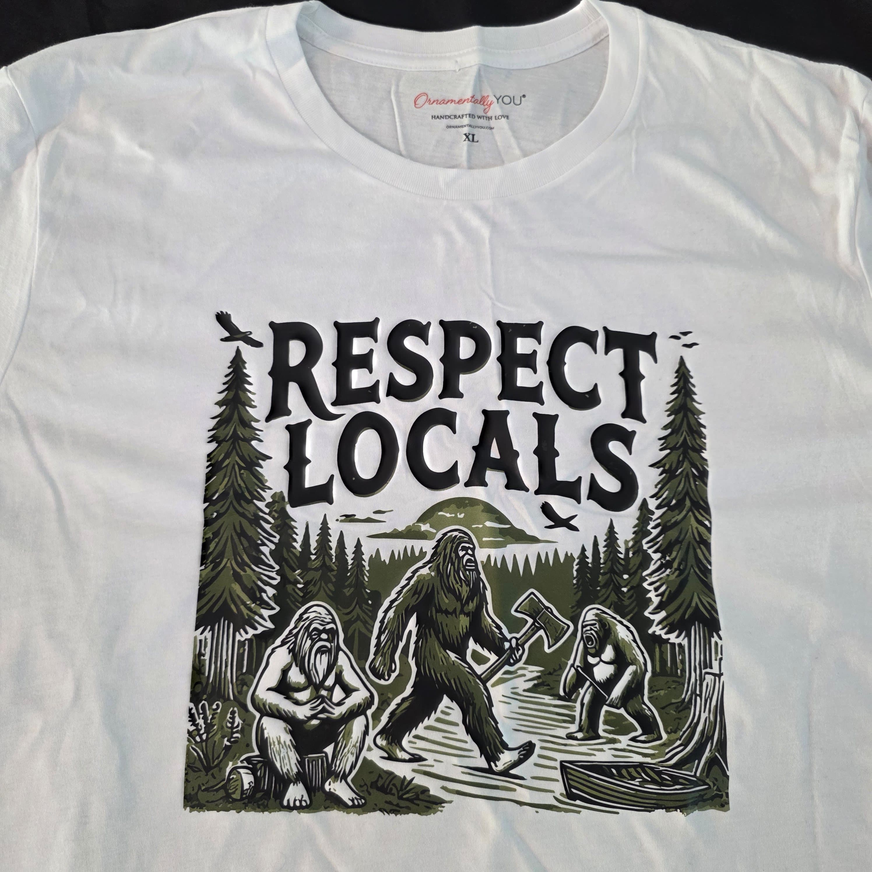 "Respect Locals" Bigfoot Graphic T-Shirt, XL