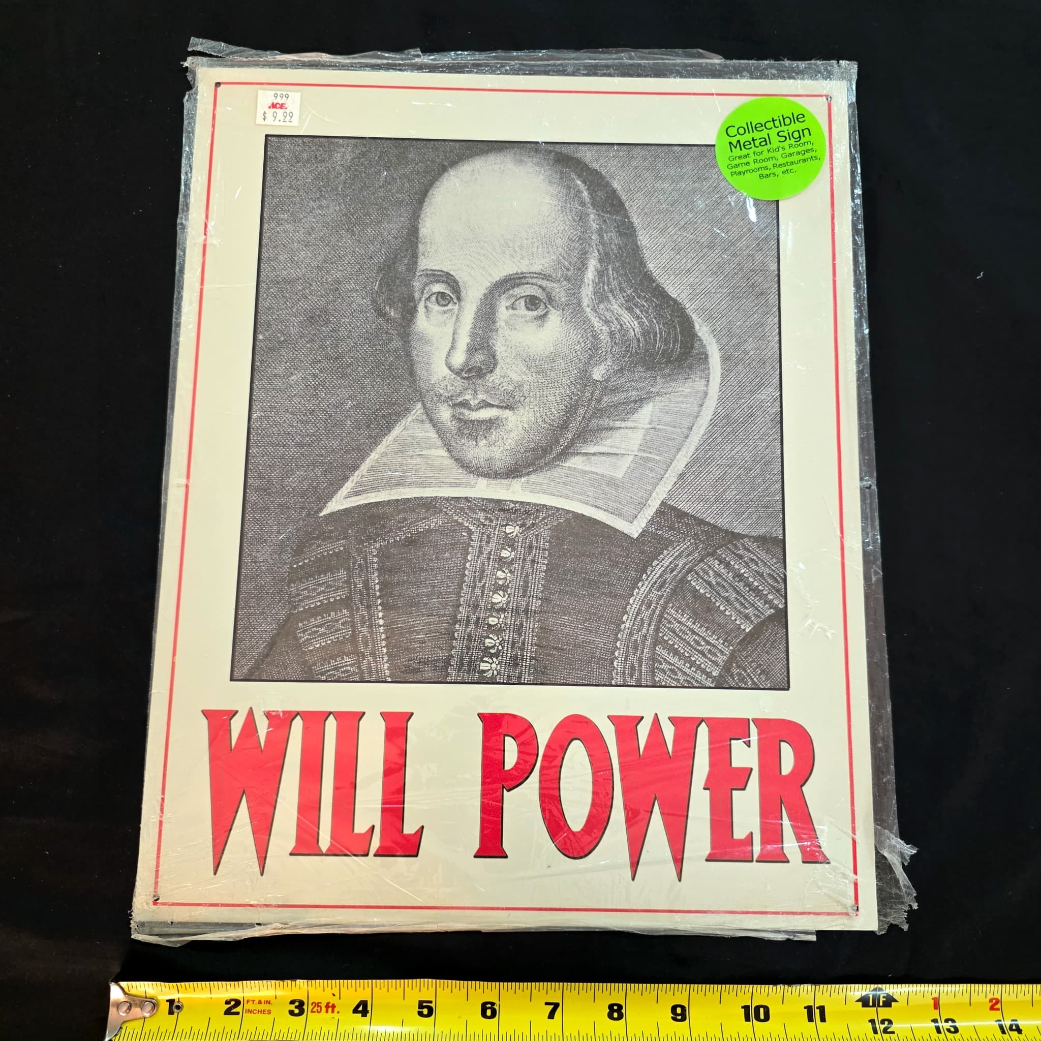 "Will Power" Shakespeare Collectible Metal Sign, 12x15