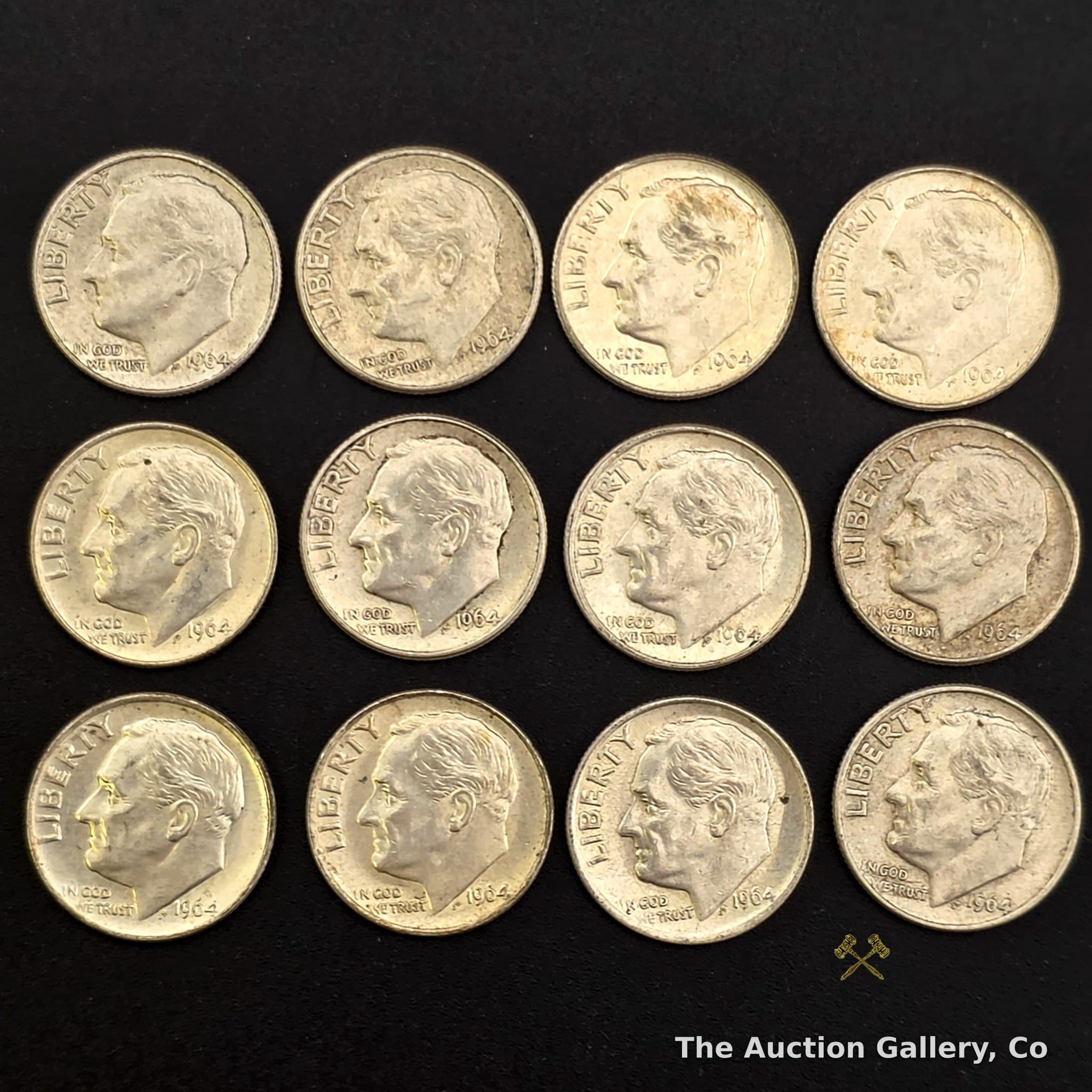 1964 Roosevelt Silver Dimes, Lot of 12 โ 90% Silver