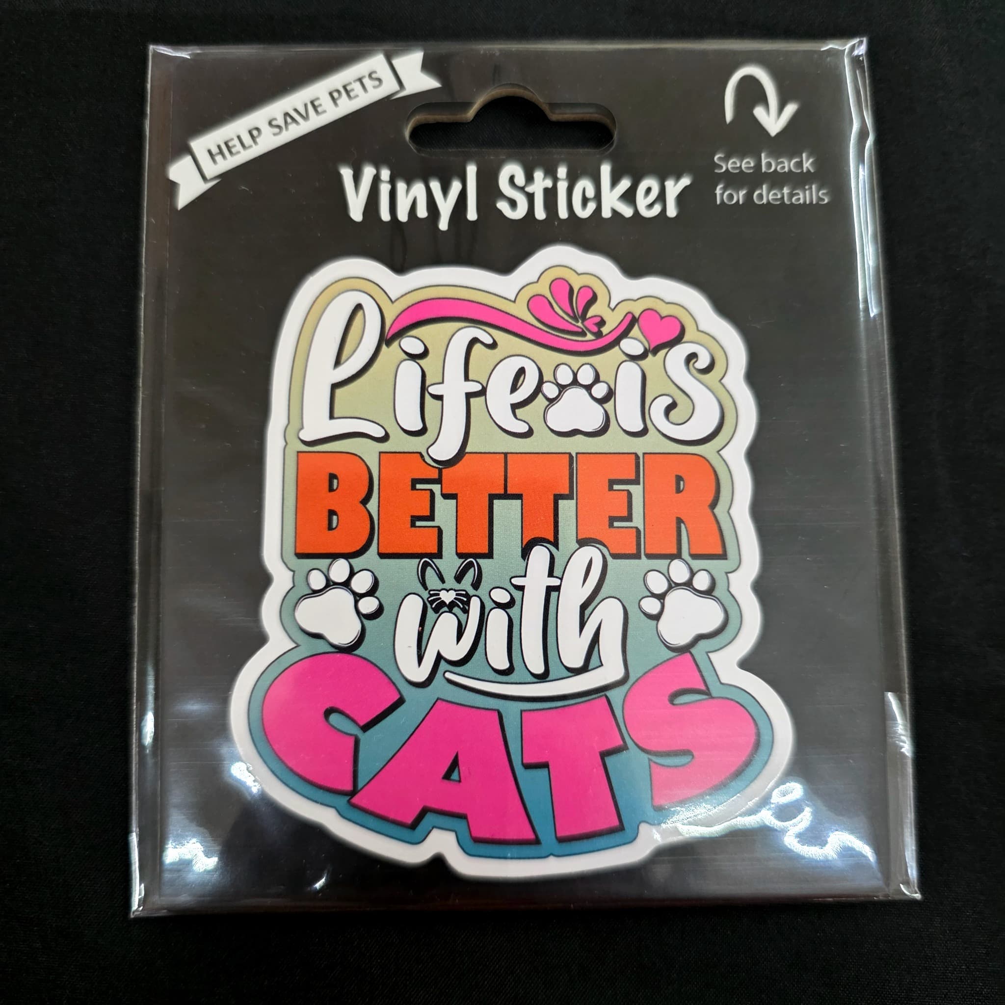 Life Is Better With Cats Vinyl Sticker, New