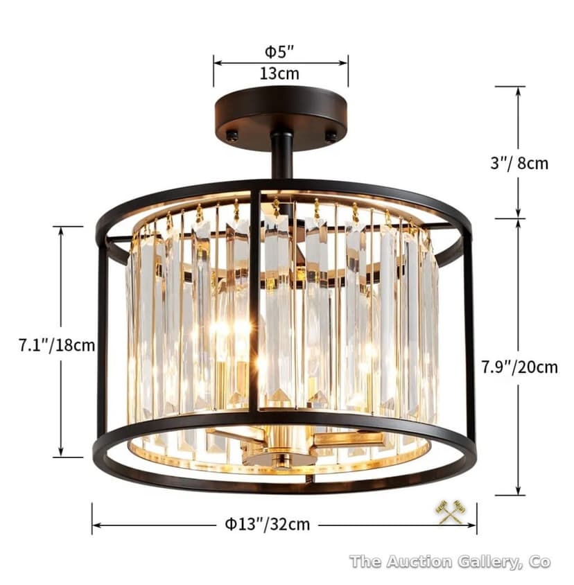 AGV Lighting Crystal Drum Semi-Flush Ceiling Light β photo 2