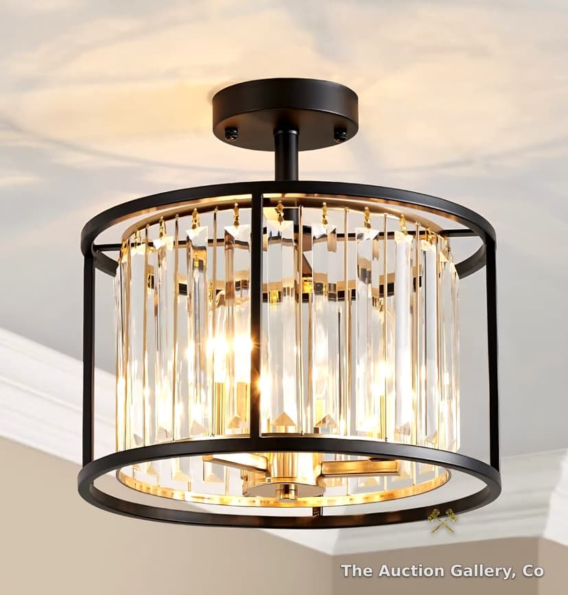 AGV Lighting Crystal Drum Semi-Flush Ceiling Light