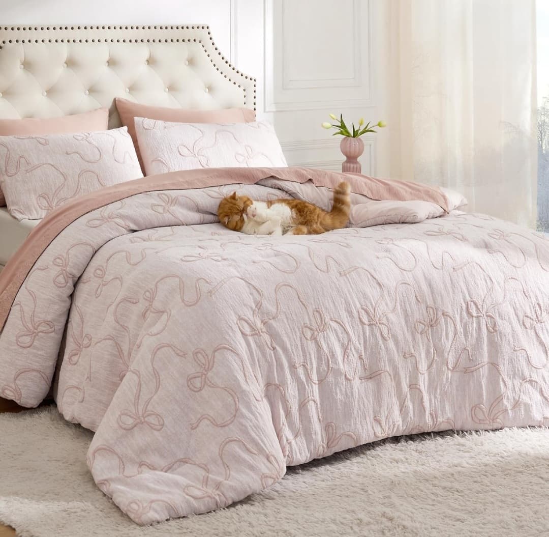 Pink Bow Duvet Set - Queen
