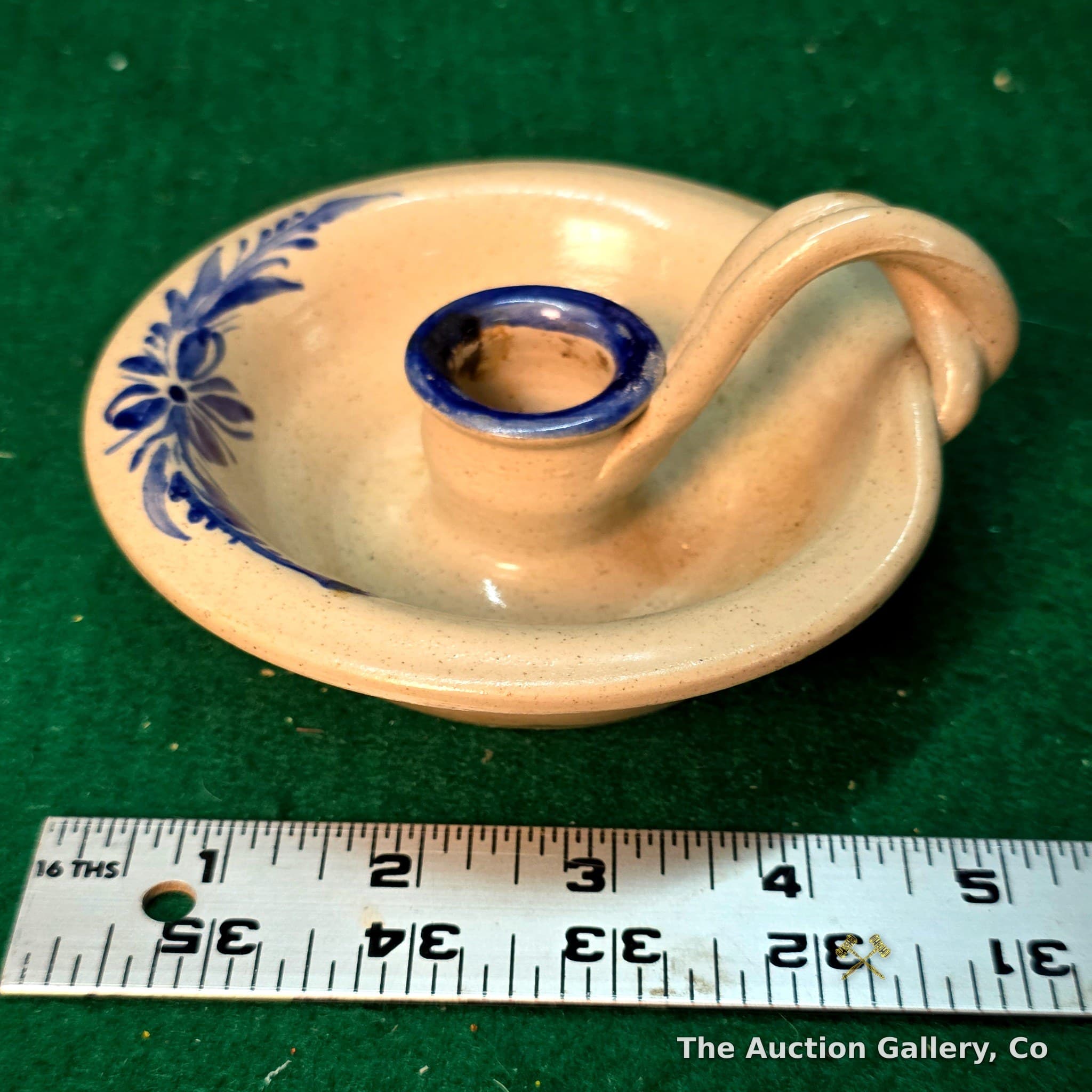 Pottery Chamber Candlestick Holder, Blue Floral, 2014