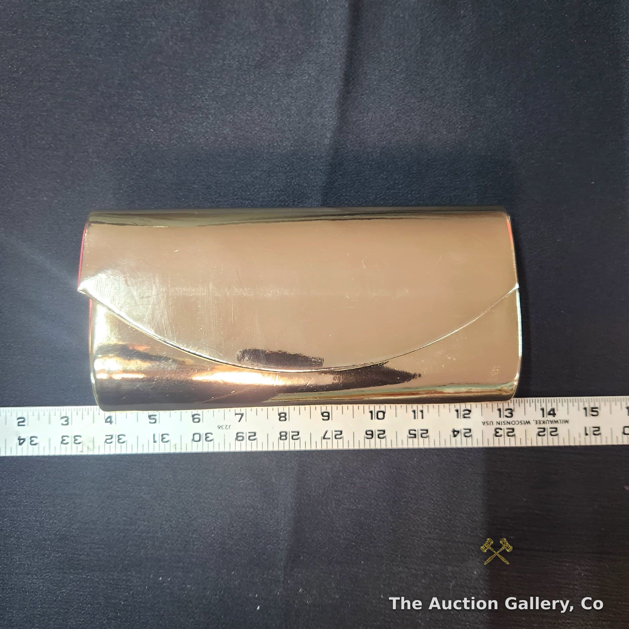 Metallic Gold Clutch with Chain Strap, Snap Closure