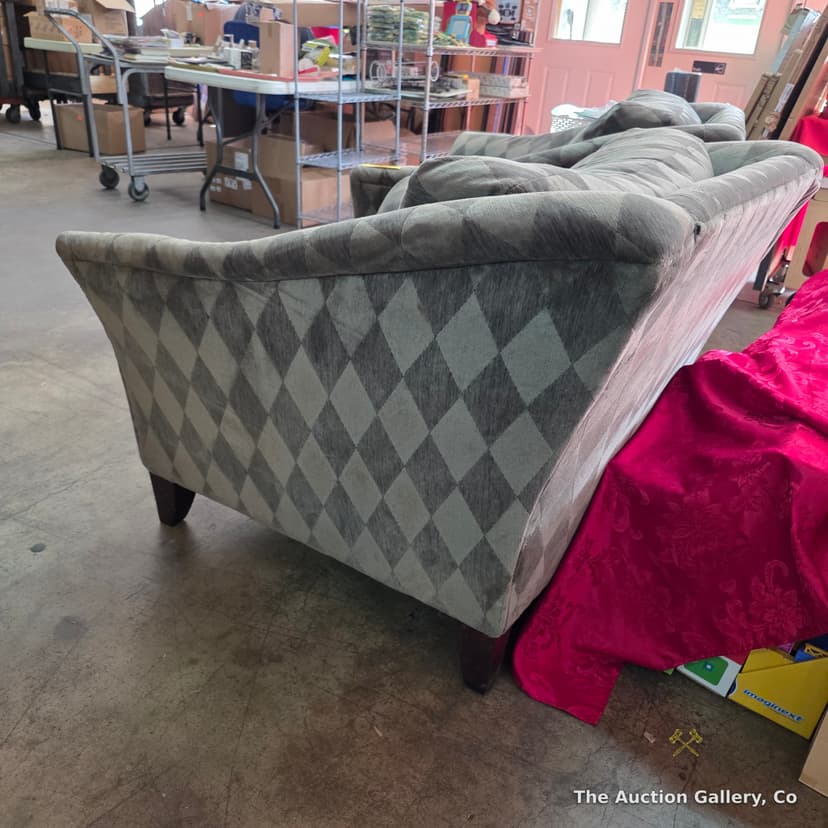 Pair of Gray Harlequin-Upholstered Club Chairs โ photo 8