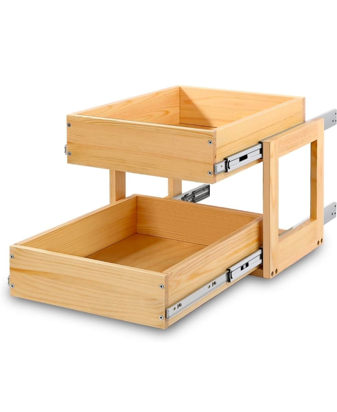 Pull Out Cabinet Organizer, 14''W×21''D×16''H Soft Close Slide Out Wood Drawer Shelves Storage for Kitchen,