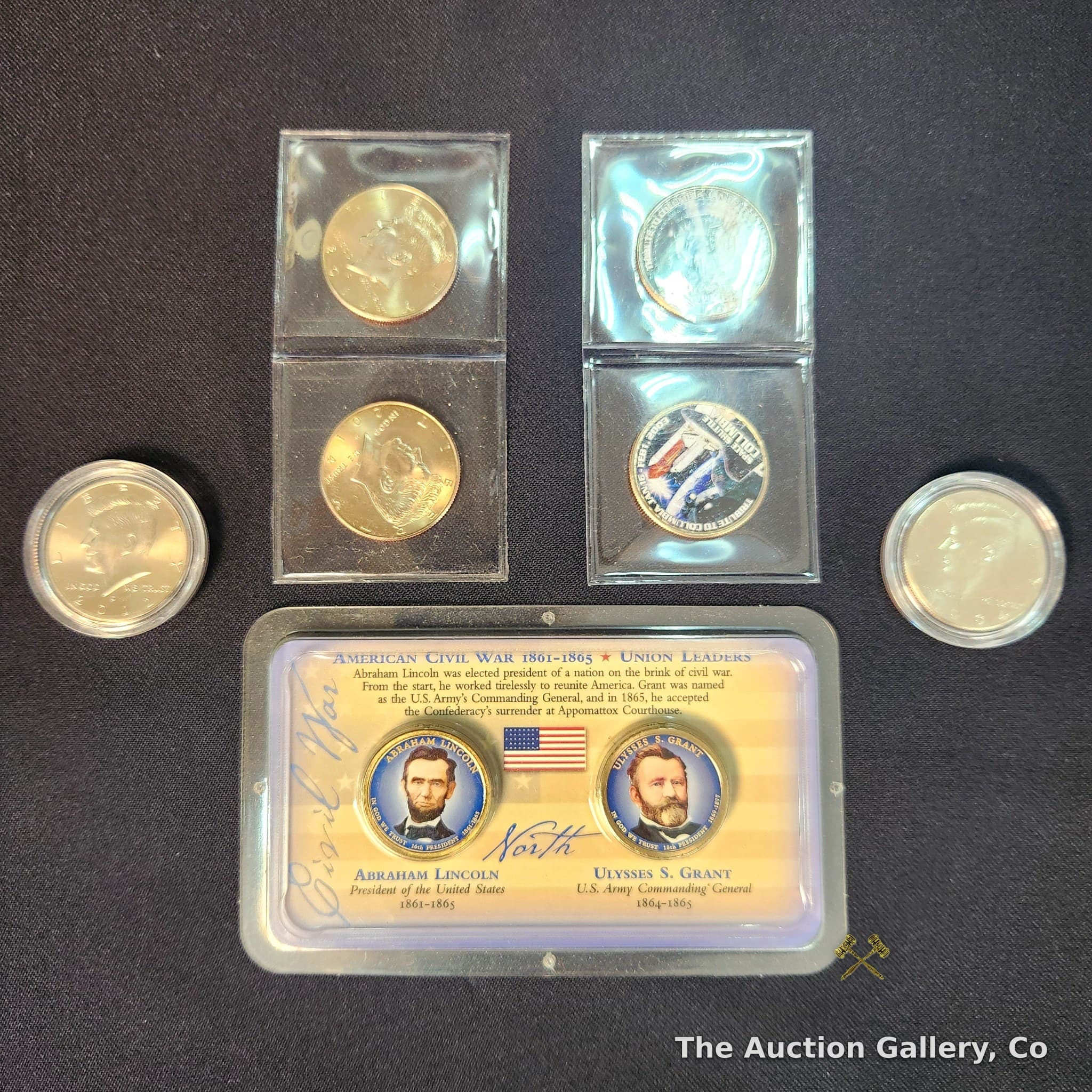 Mixed Commemorative Coin Lot โ Civil War, Space Shuttle, Kennedy Halves