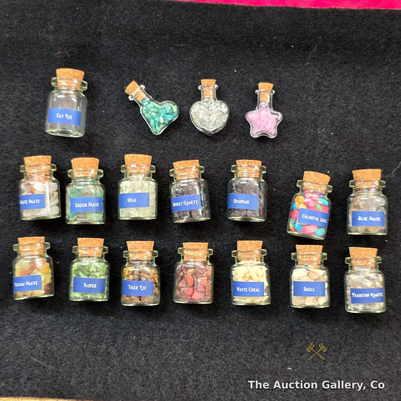 Mini Gemstone Chip Cork Bottles, Set of 18