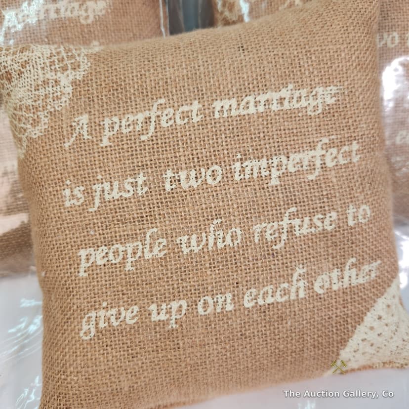 Country House Collection Small Burlap Marriage Pillows, Set of 5, New β photo 2