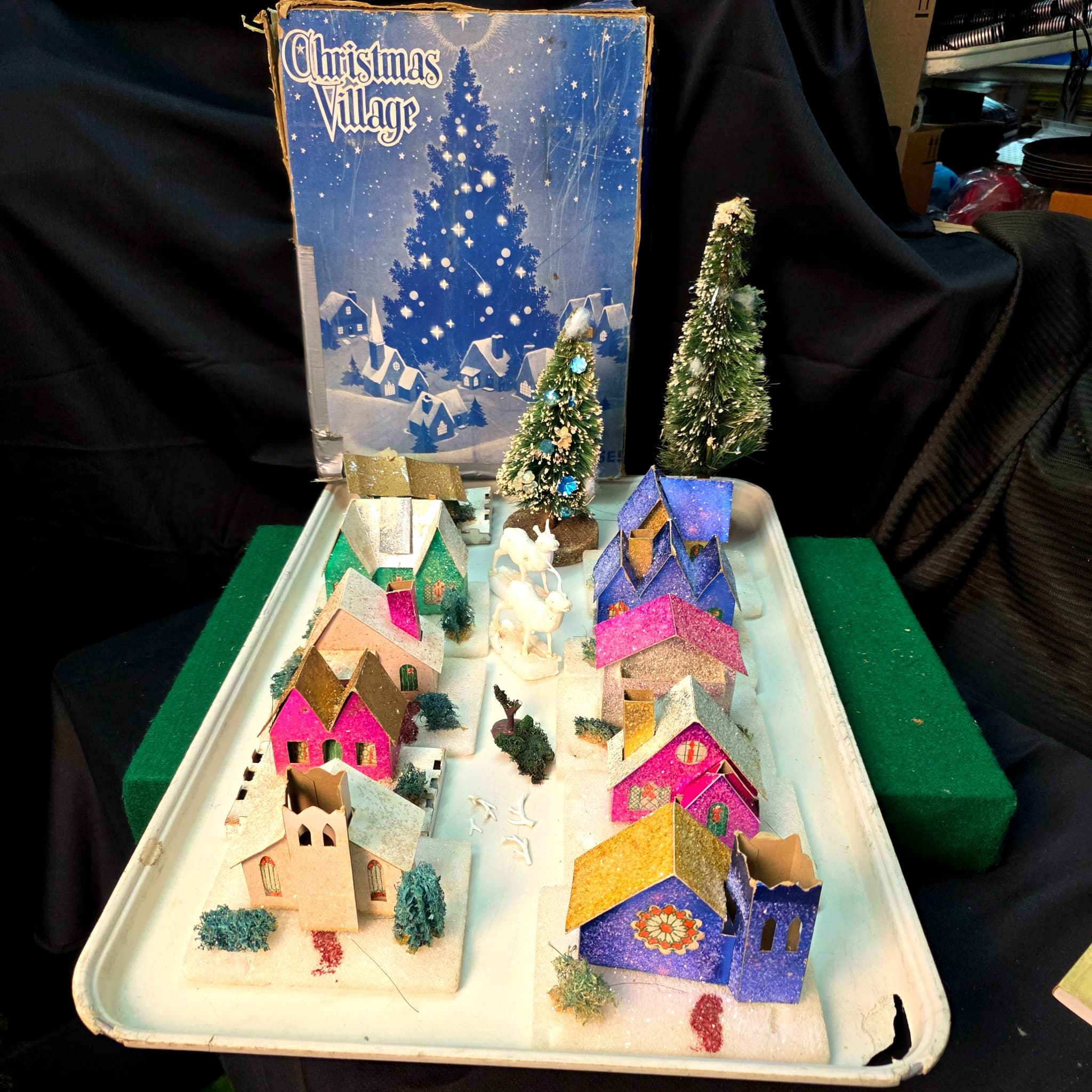 Vintage Putz Christmas Village Set with Original Box