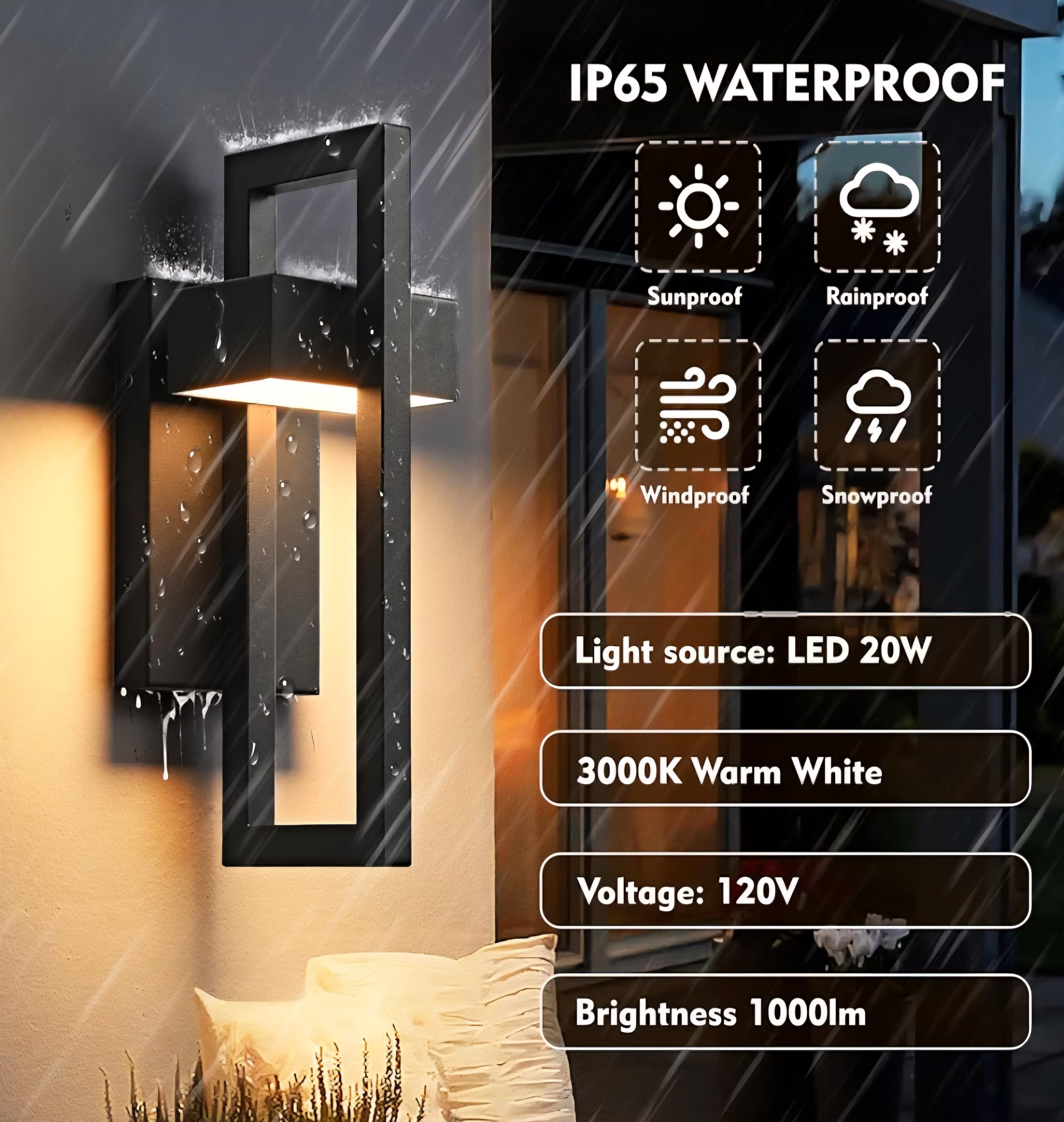 Modern LED Exterior Lighting Fixture - IP65 Waterproof