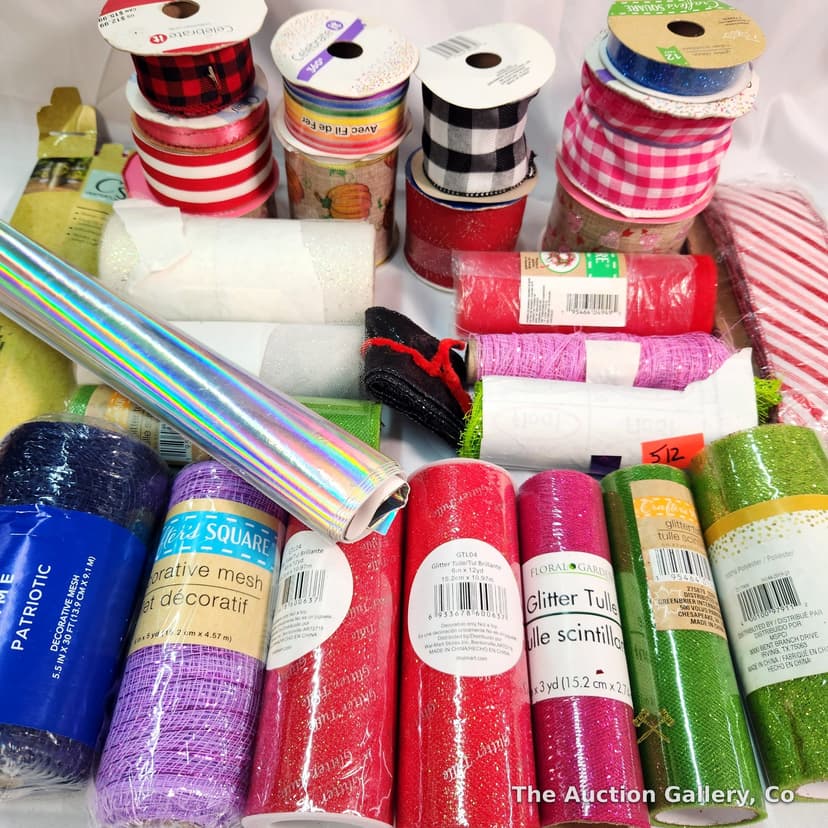 Large Craft Ribbon, Tulle & Mesh Lot β Glitter, Wired, Decorative Mesh