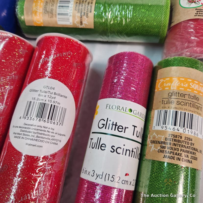 Large Craft Ribbon, Tulle & Mesh Lot β Glitter, Wired, Decorative Mesh β photo 5