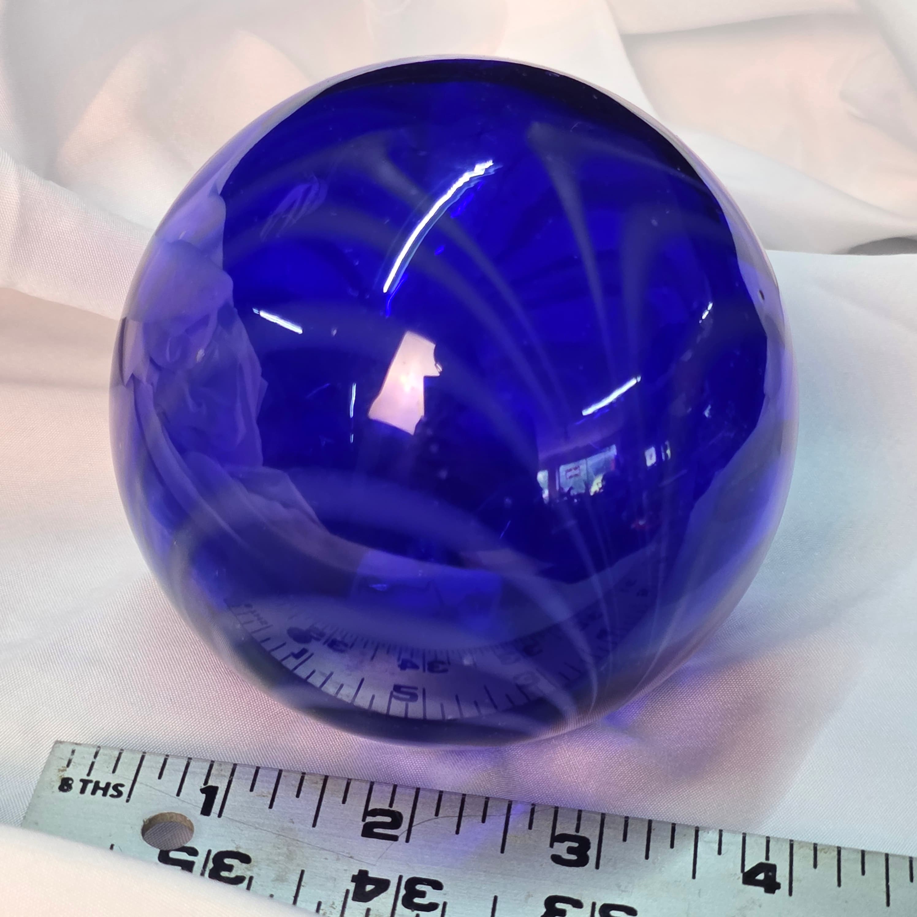 Cobalt Blue Glass Sphere, Light-Up, Approx. 4"