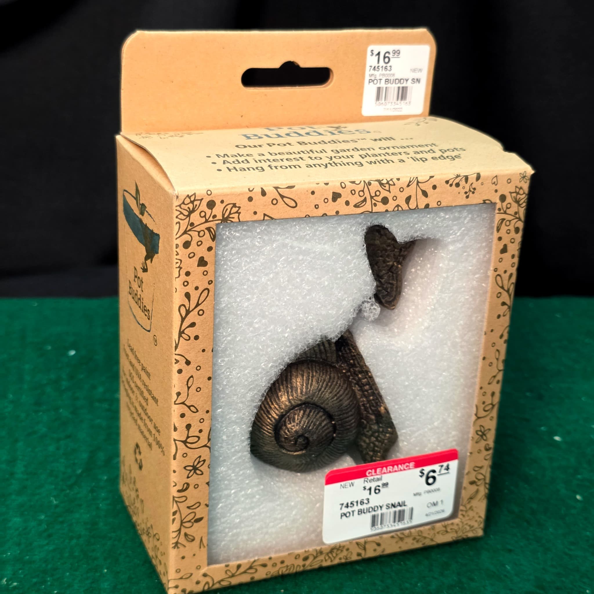 Pot Buddies Snail Pot Hanger, Bronze Finish, New in Box