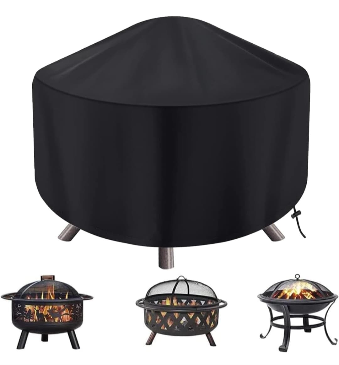 Firepit Cover - Drawstring Bottom for Secure Fit (up to 34in x 15in.)