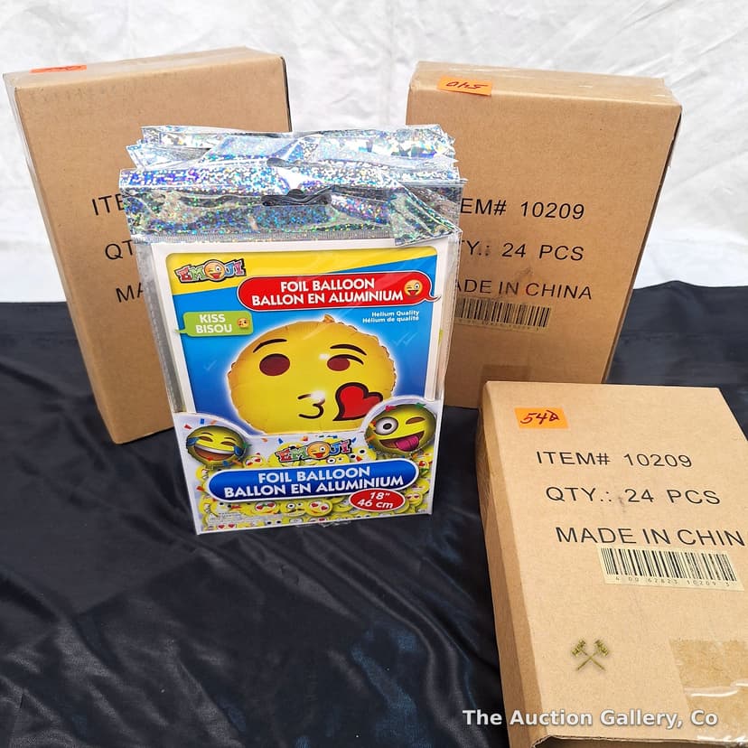 Emoji Kiss Foil Balloons, 3 Boxes of 24 (72 Total)